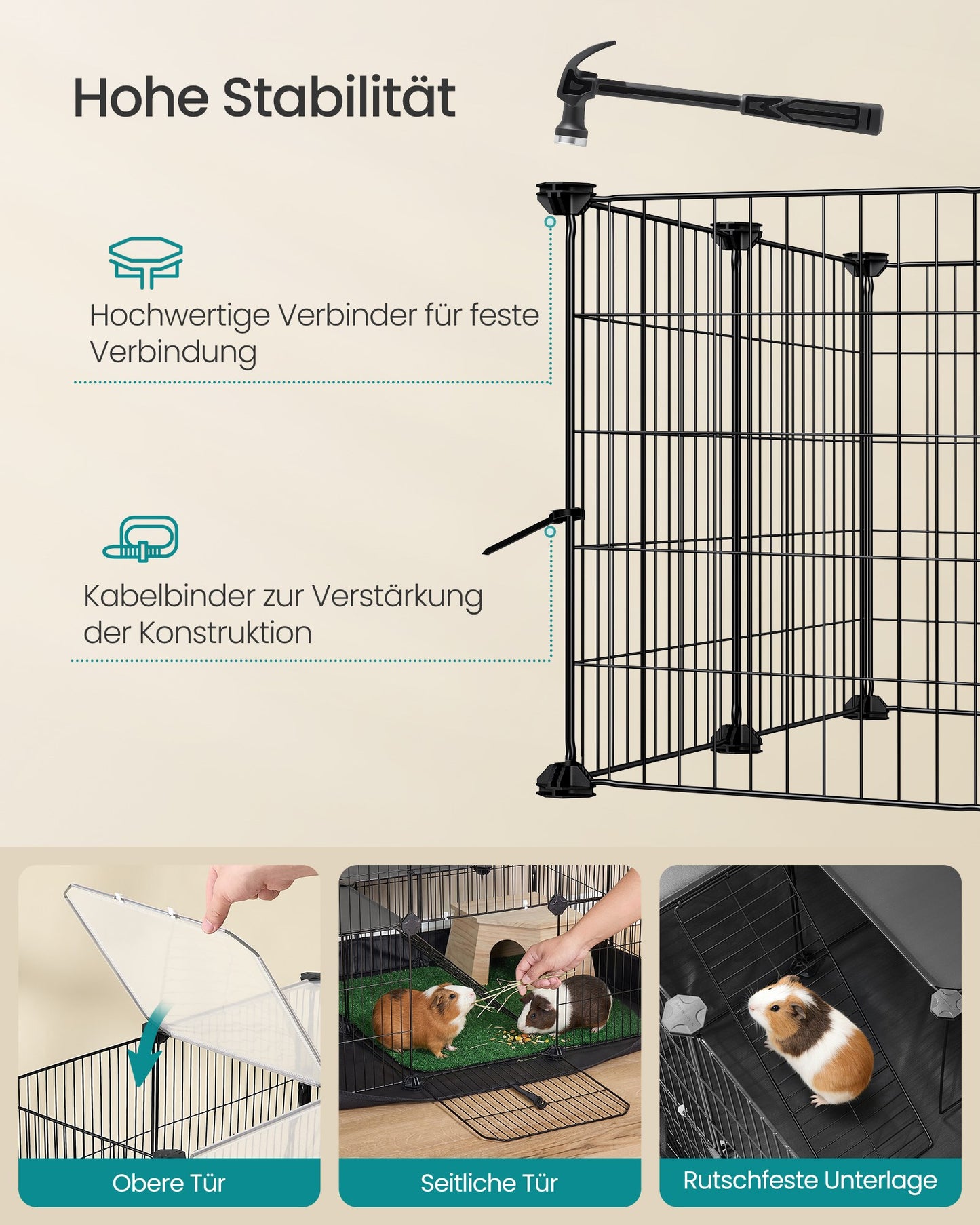 Kleintierverblijf Met Waterresistente Bodem - Twee Verdiepingen Met Ramp - Doorzichtige Panelen