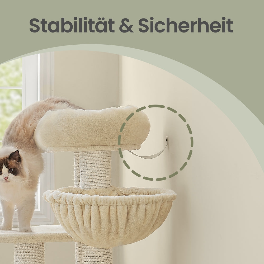 Grote Krabpaal Met Tunnel En Hangmat - Voor Mollige Katten - Extra Brede Basis