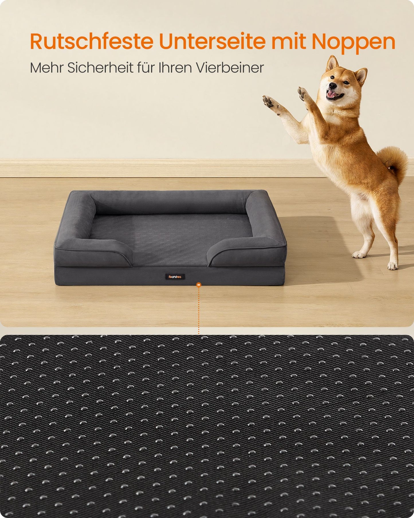 Orthopedische Hondenmand Voor Middelgrote Honden - Noppenschuim - Verhoogde Rand