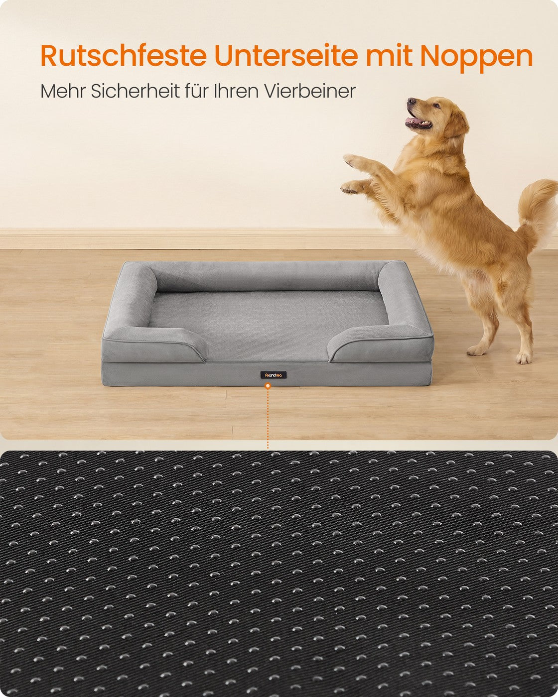 Orthopedische Hondenmand Voor Extra Grote Honden - Noppenschuim - Verhoogde Rand