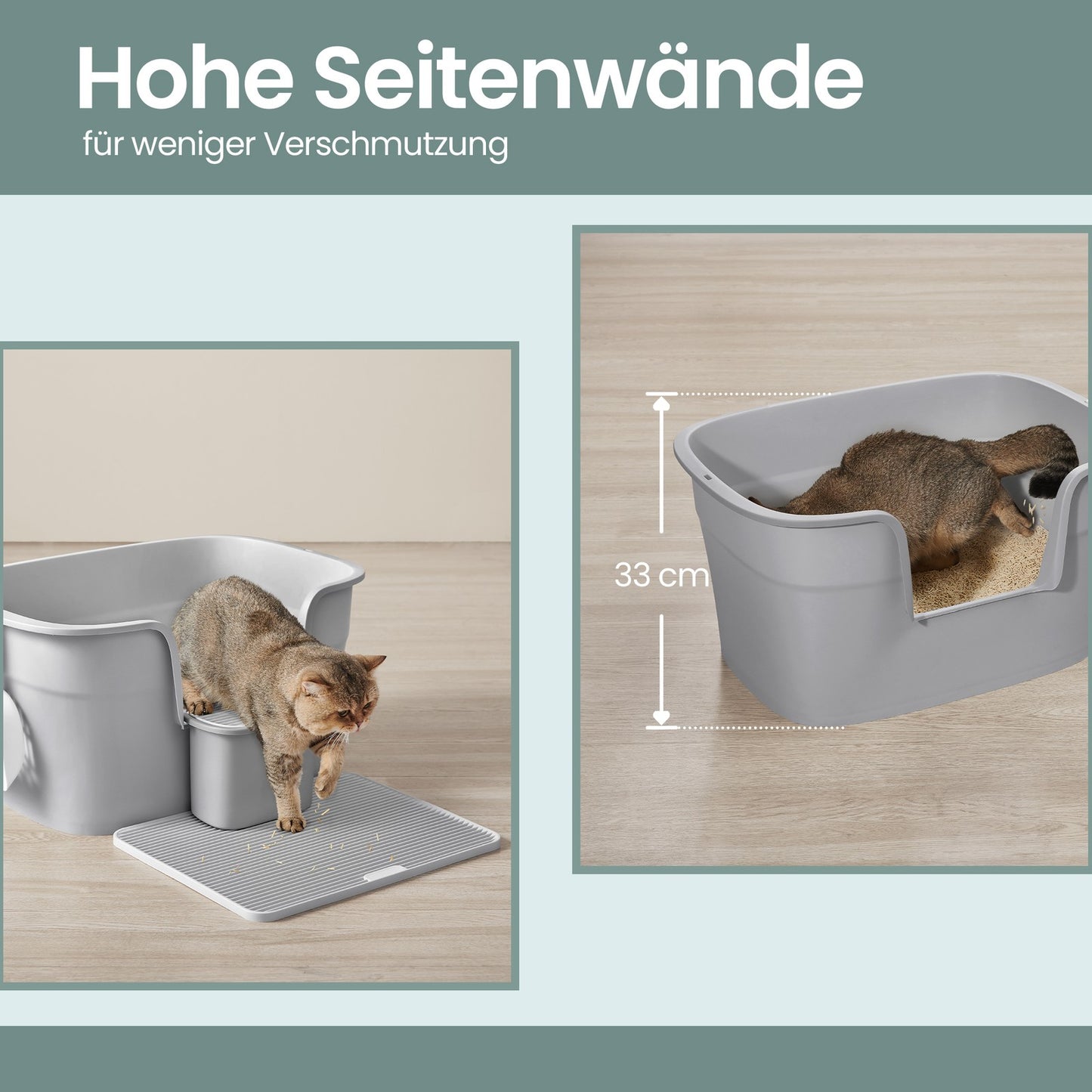 Extra Grote Kattenbak Met Hoge Zijwanden - Inclusief Gritmat En Opbergbox - Compleet Set
