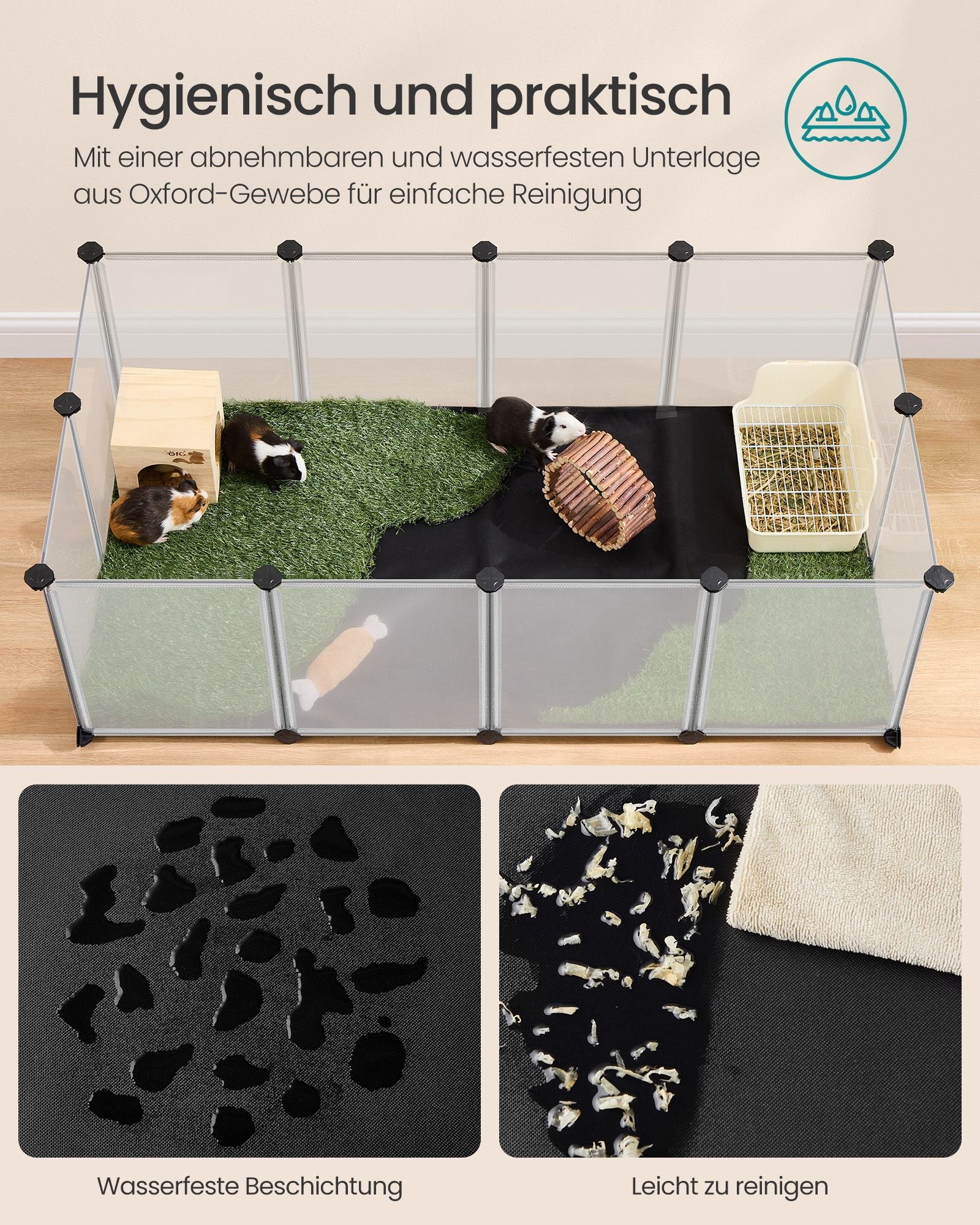 Kunststof Kleintiergehege M Met Waterdichte Ondermat - Uitbreidbaar - Voor Cavia En Hamster