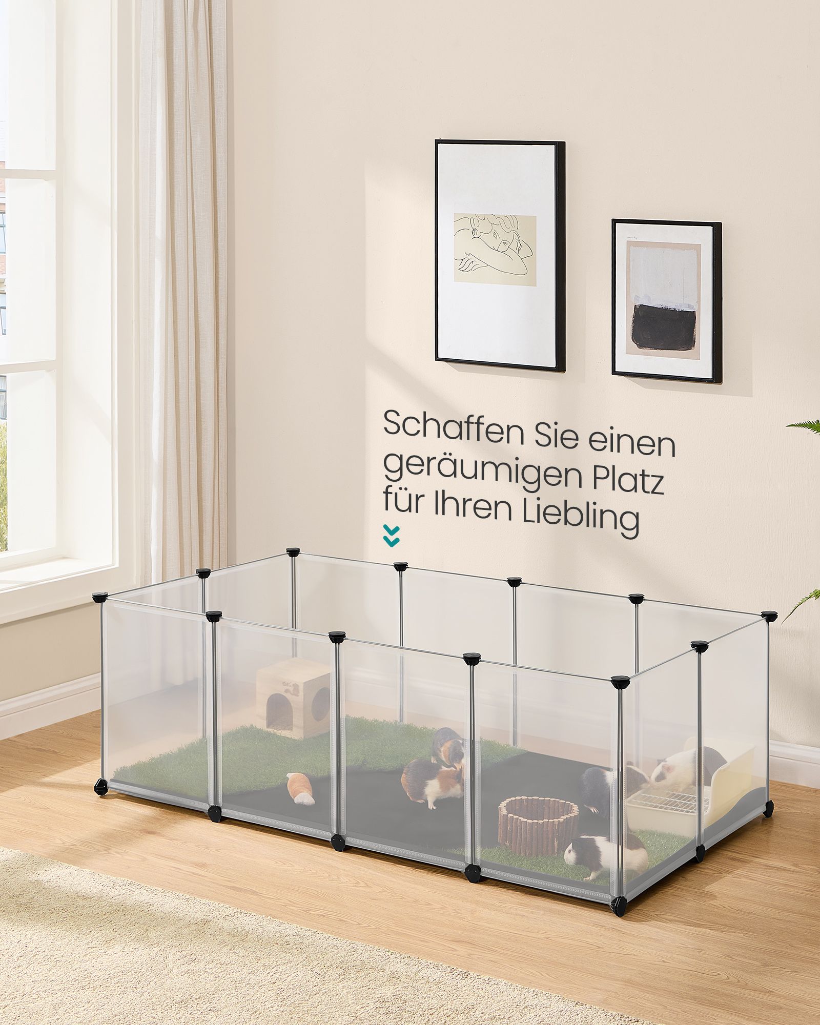 Kunststof Kleintiergehege L Met Waterdichte Ondergrond - Modulair - Gladde Panelen