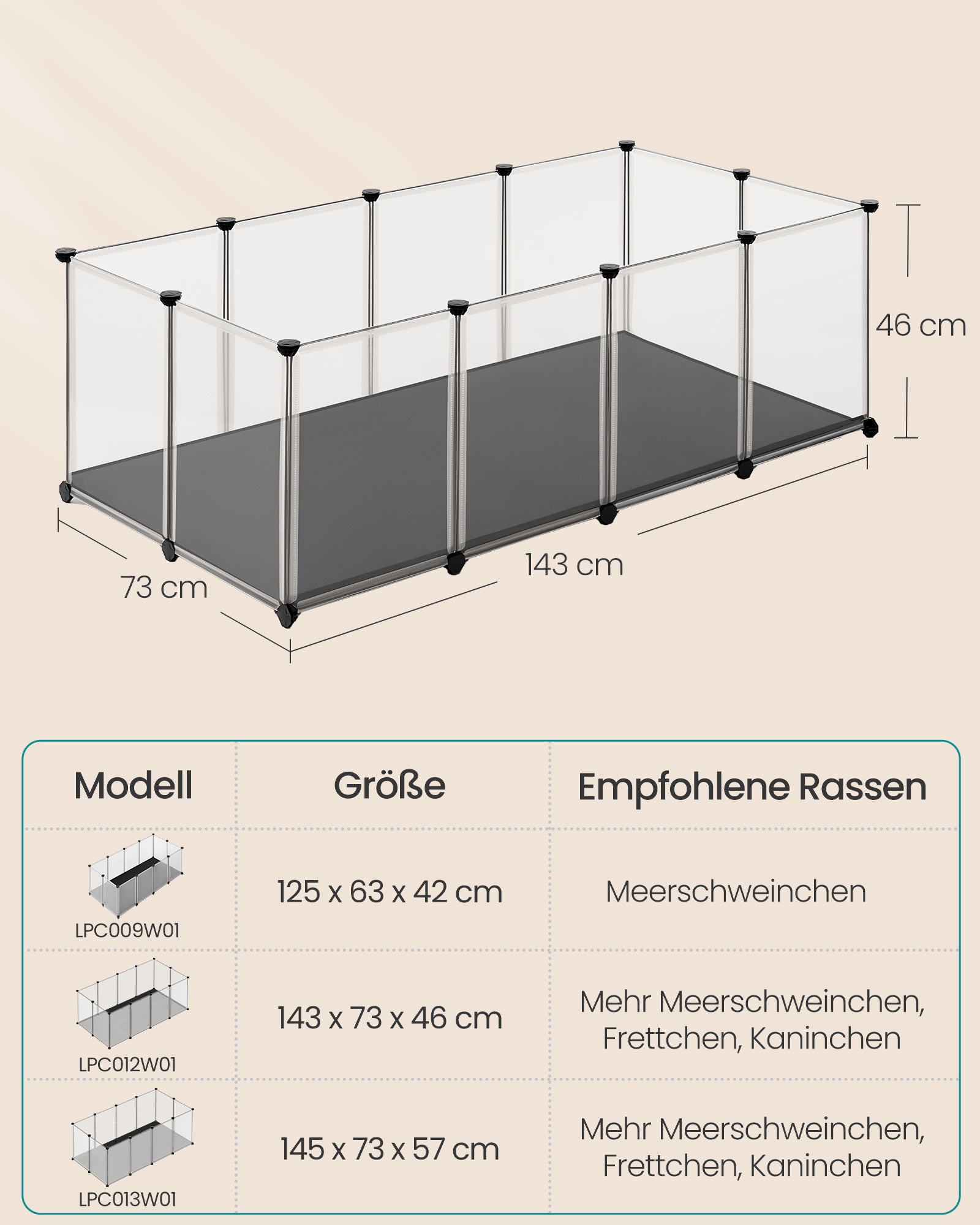 Kunststof Kleintiergehege L Met Waterdichte Ondergrond - Modulair - Gladde Panelen