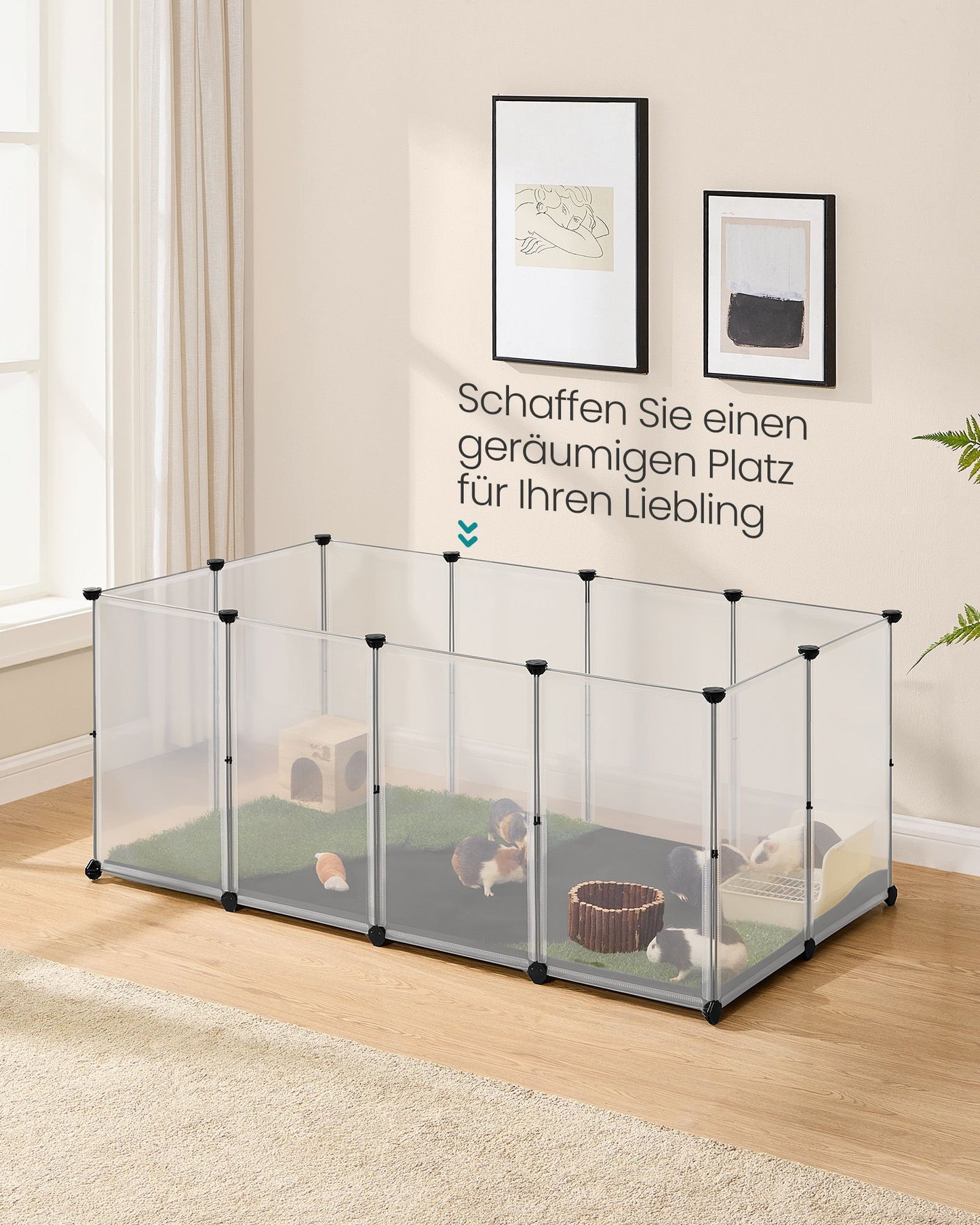 Kleintiergehege Kunststof Met Oxford Ondermat - Veilig En Ruim - Voor Knaagdieren