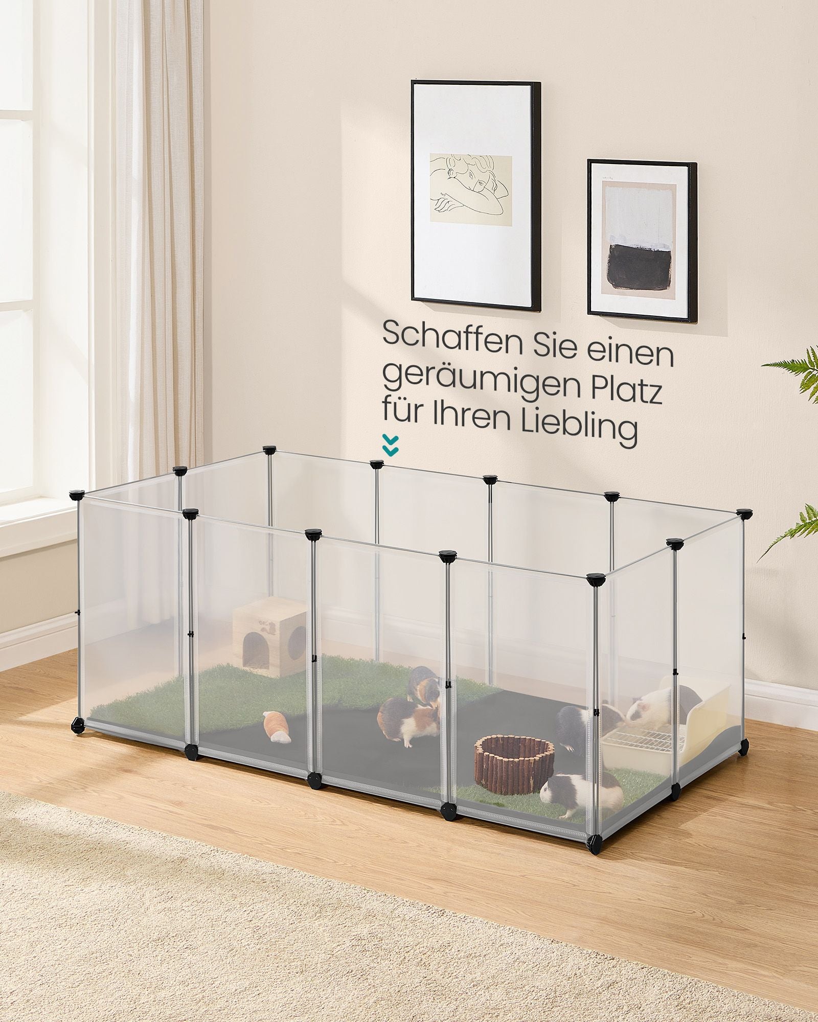 Kleintiergehege Kunststof Met Oxford Ondermat - Veilig En Ruim - Voor Knaagdieren