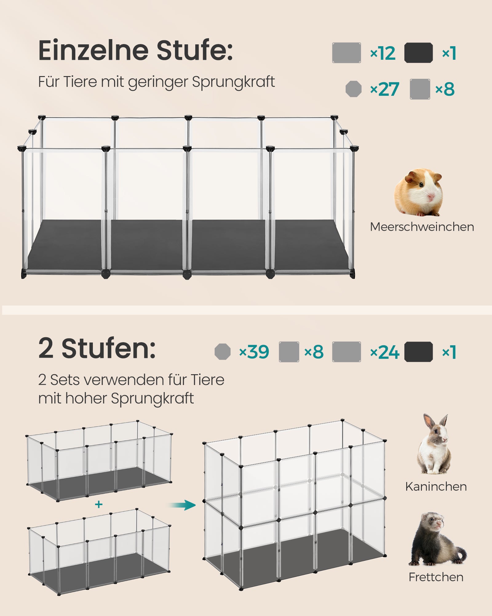 Kleintiergehege Kunststof Met Oxford Ondermat - Veilig En Ruim - Voor Knaagdieren