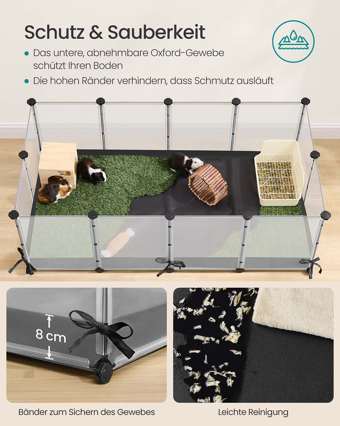 Kleintierverblijf Met Transparante Panelen L - Extra Hoog - Waterdichte Stofbodem