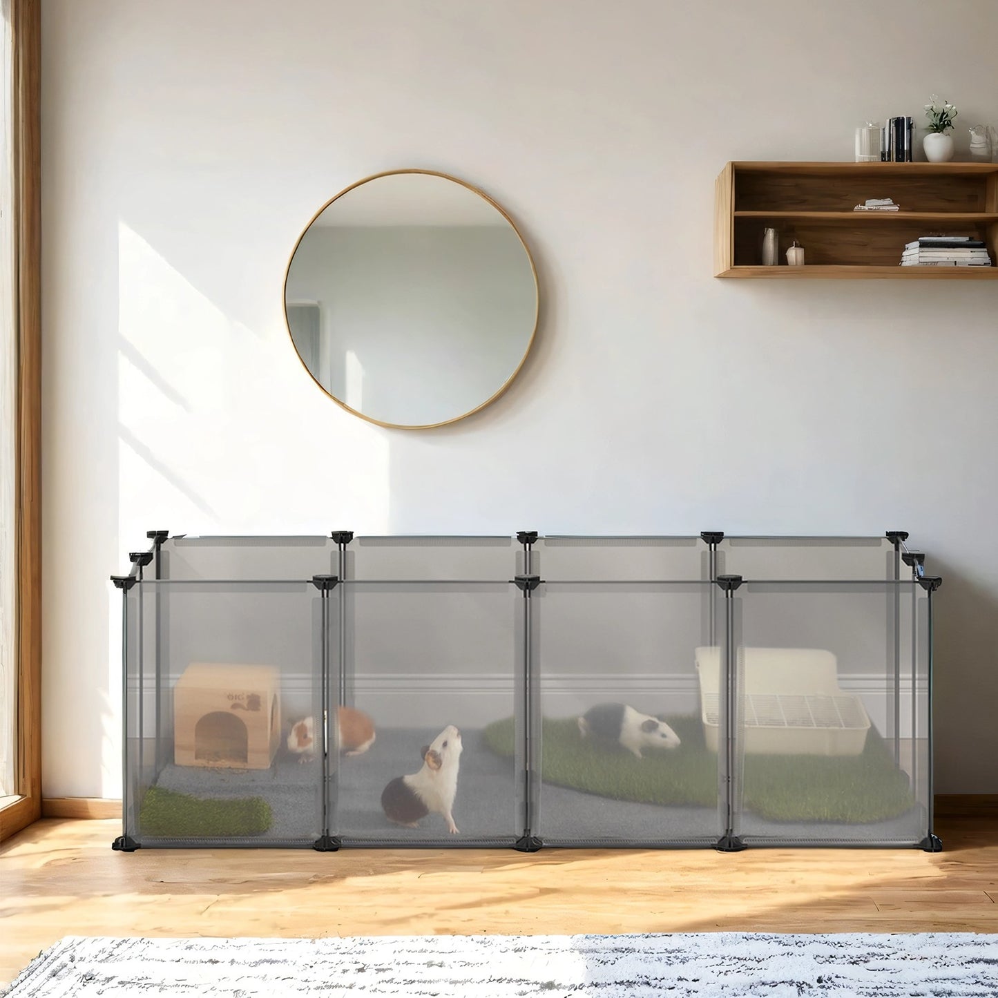 Kleintiergehege Basis Met Kunststof Panelen - Snel Te Monteren - Voor Cavia En Konijn