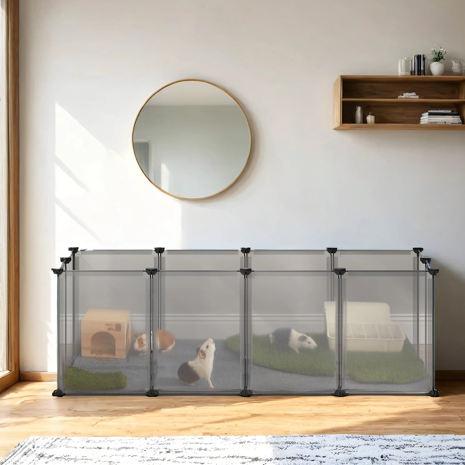 Kleintiergehege Basis Met Kunststof Panelen - Snel Te Monteren - Voor Cavia En Konijn