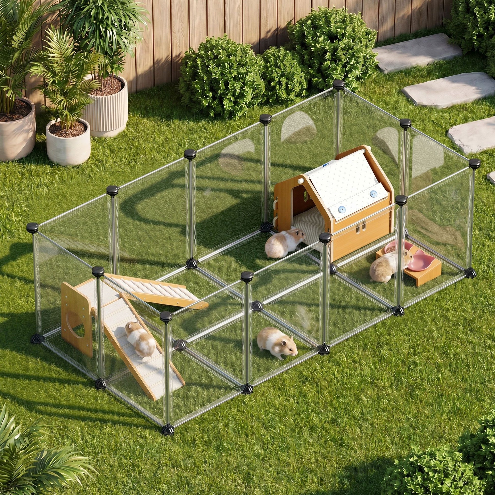 Kleintiergehege Basis Met Kunststof Panelen - Snel Te Monteren - Voor Cavia En Konijn