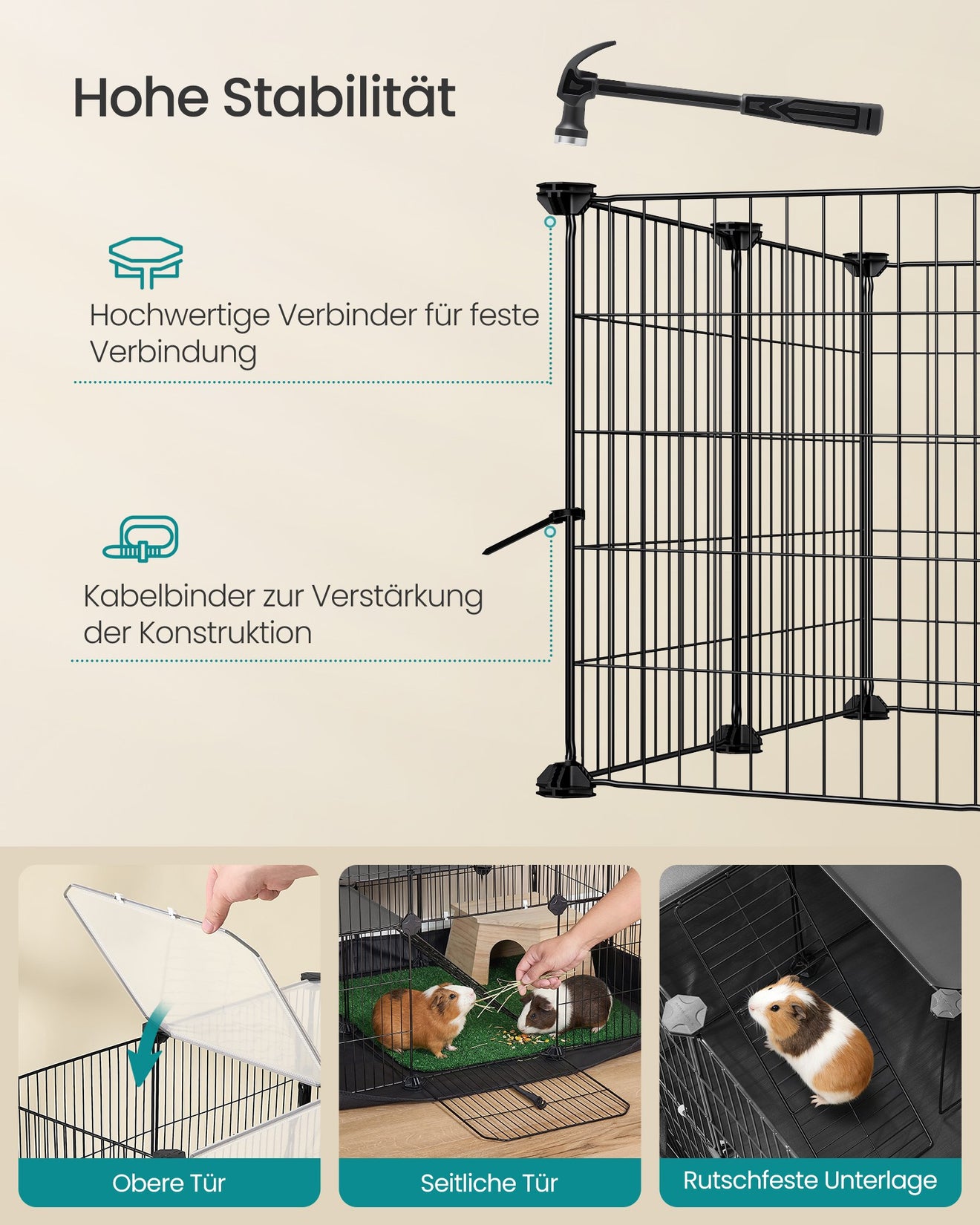 Kleintierverblijf Met Waterresistente Bodem - Twee Verdiepingen Met Ramp - Doorzichtige Panelen