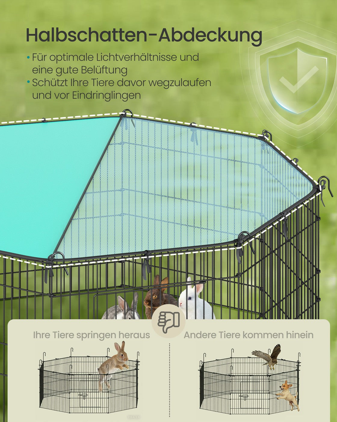 Kleintierren Met Afdekhoes En Deur - Stalen Gitterpanelen - Voor Binnen En Buiten