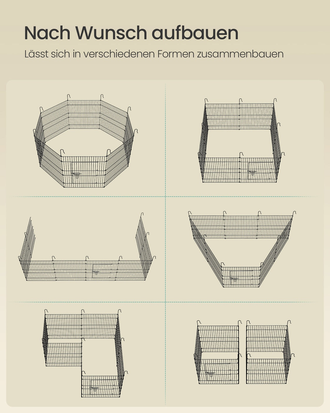 Kleintierren Met Afdekhoes En Deur - Stalen Gitterpanelen - Voor Binnen En Buiten