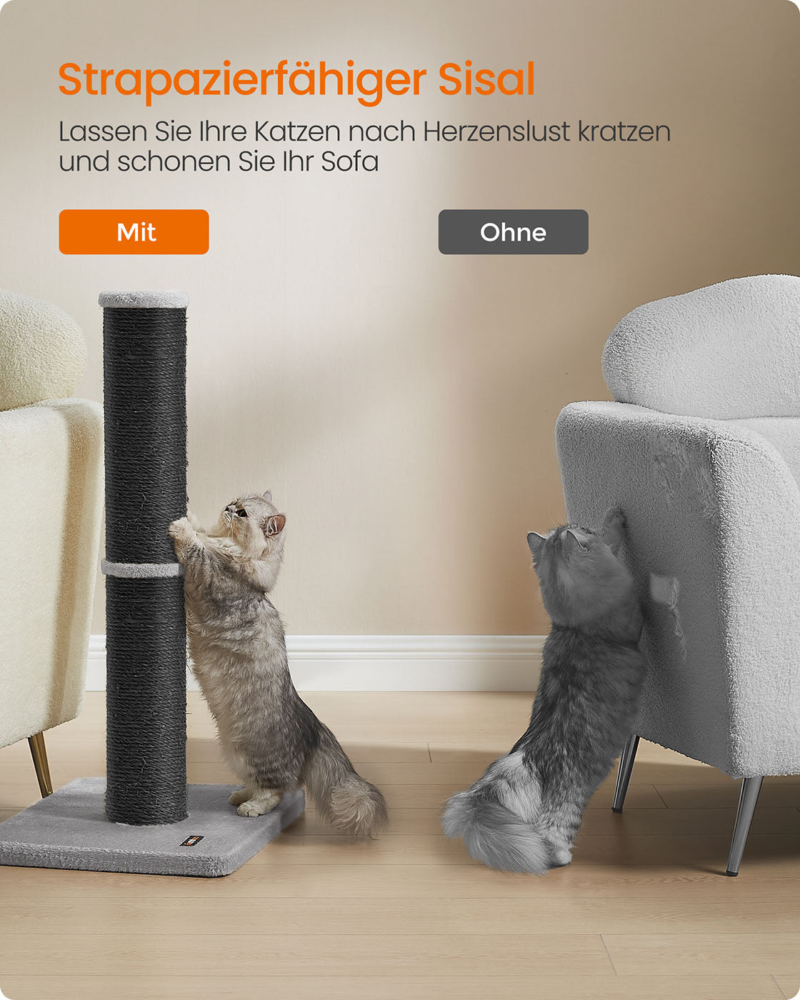 Krabzuil Met Speelbal Op Veer - Ingebouwd Belletje - Slijtvast Sisal