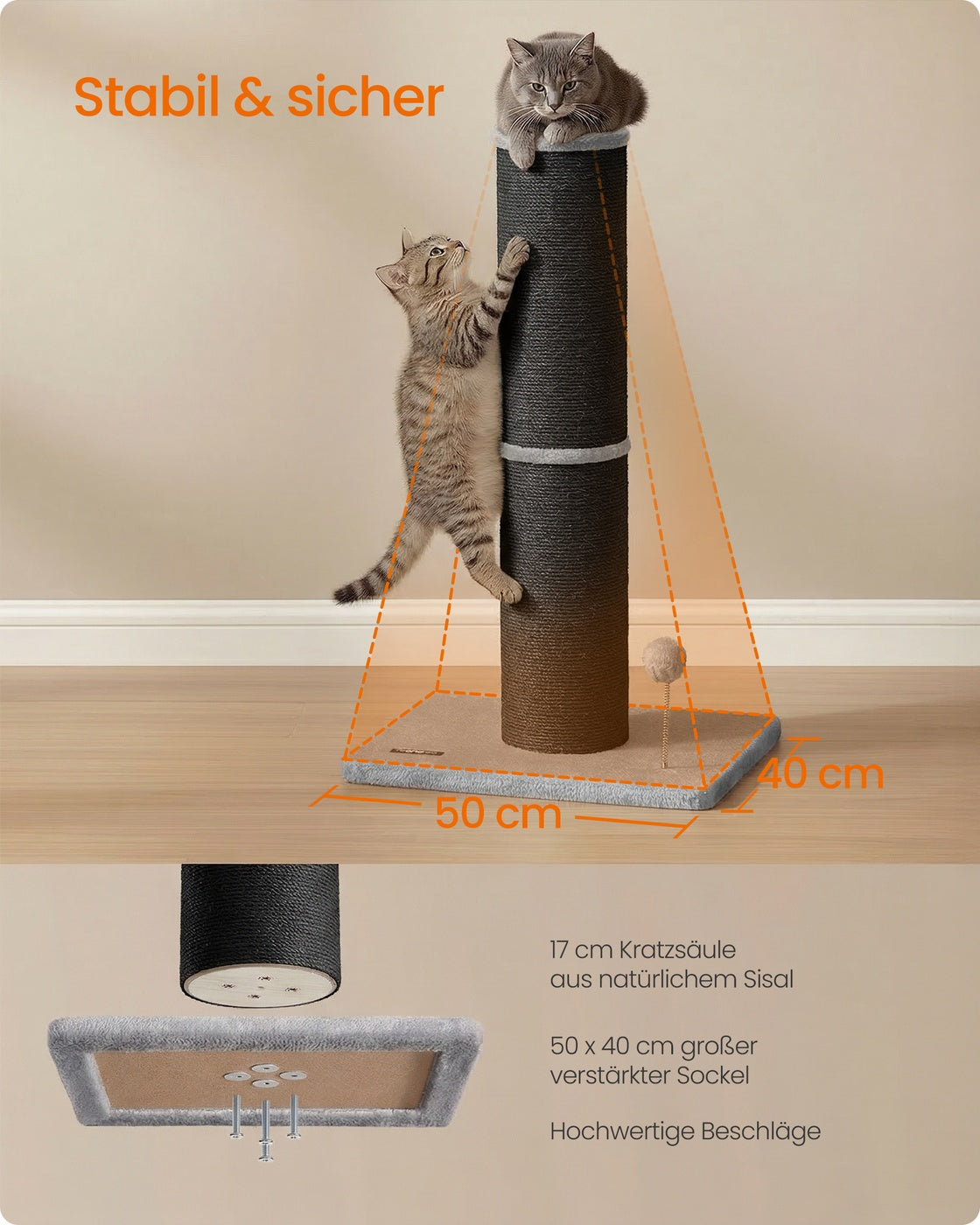 XXL Krabzuil Met Extra Dikke Sisalstam - Voor Grote Katten - Stabiele Voet