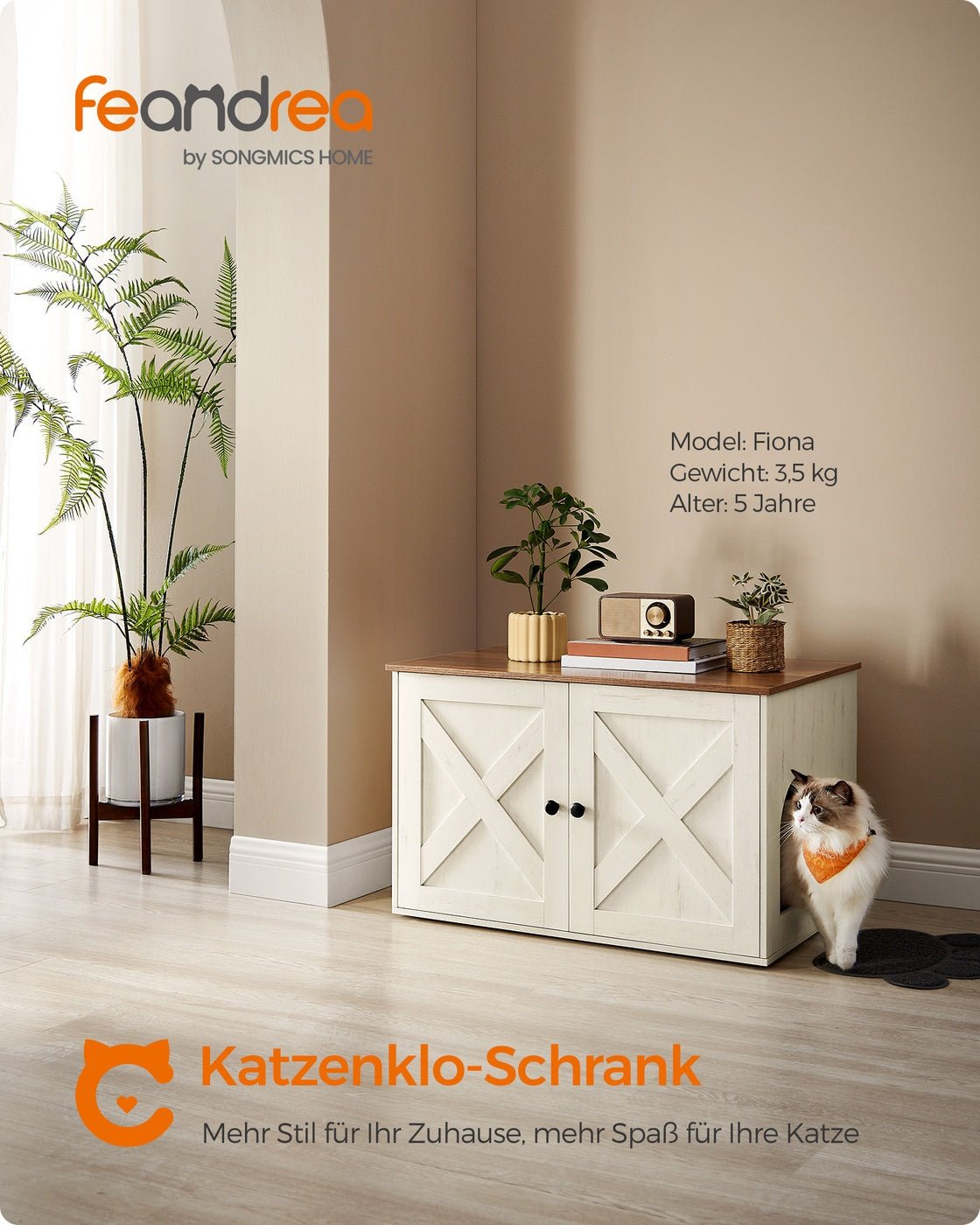 Kattenbakmeubel Met Uitneembare Tussenwand - Ook Als Sidetable - Ruim Binnenwerk