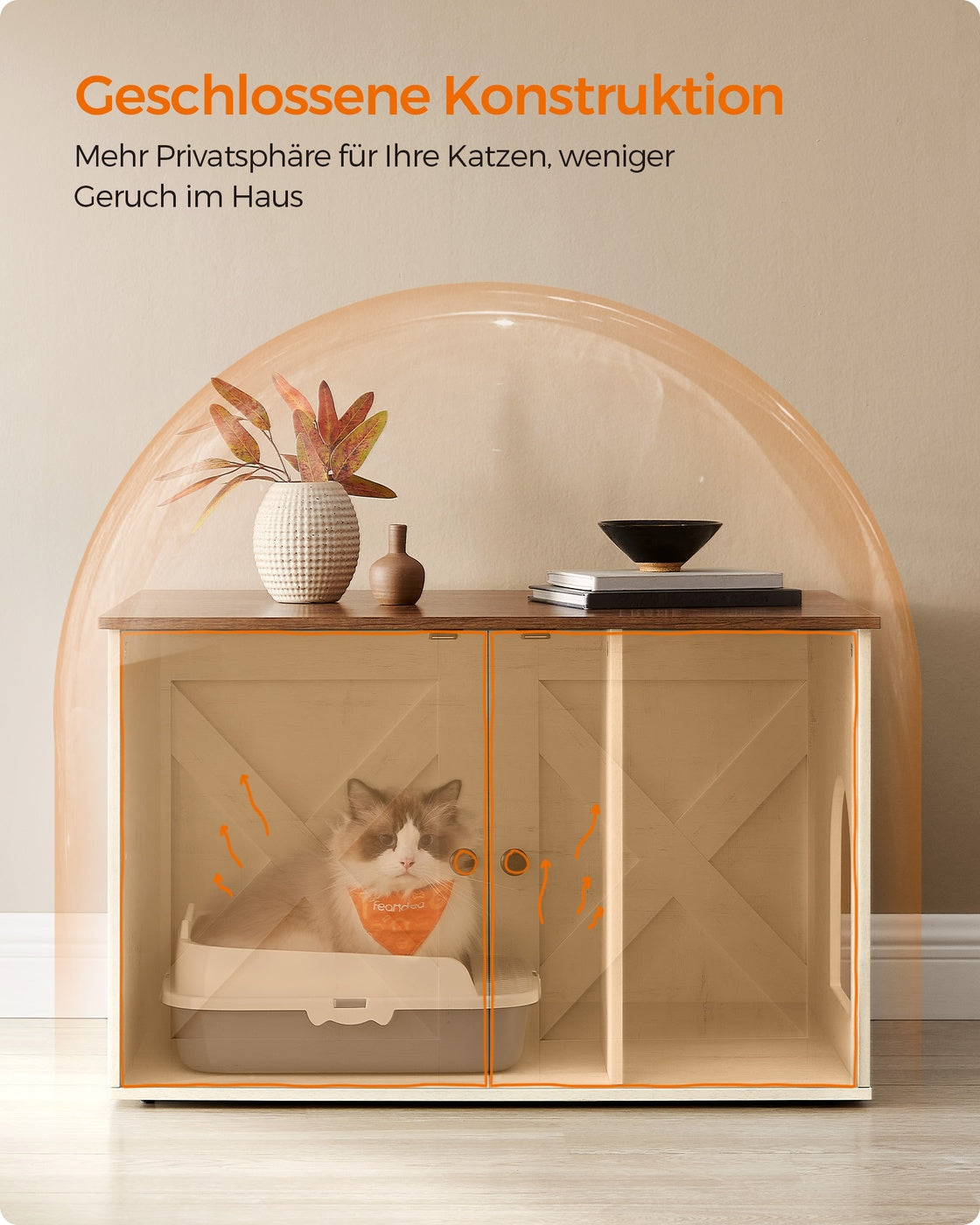 Kattenbakmeubel Met Uitneembare Tussenwand - Ook Als Sidetable - Ruim Binnenwerk
