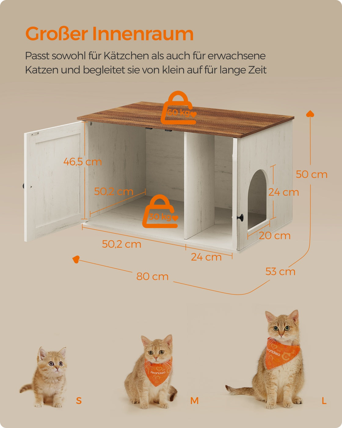Kattenbakmeubel Met Uitneembare Tussenwand - Ook Als Sidetable - Ruim Binnenwerk