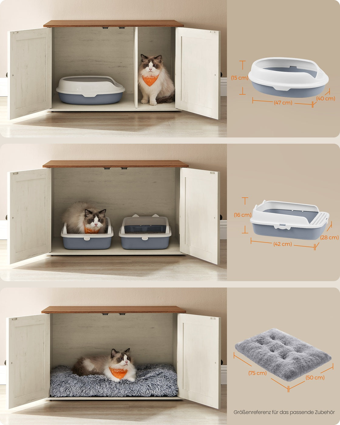 Kattenbakmeubel Met Uitneembare Tussenwand - Ook Als Sidetable - Ruim Binnenwerk