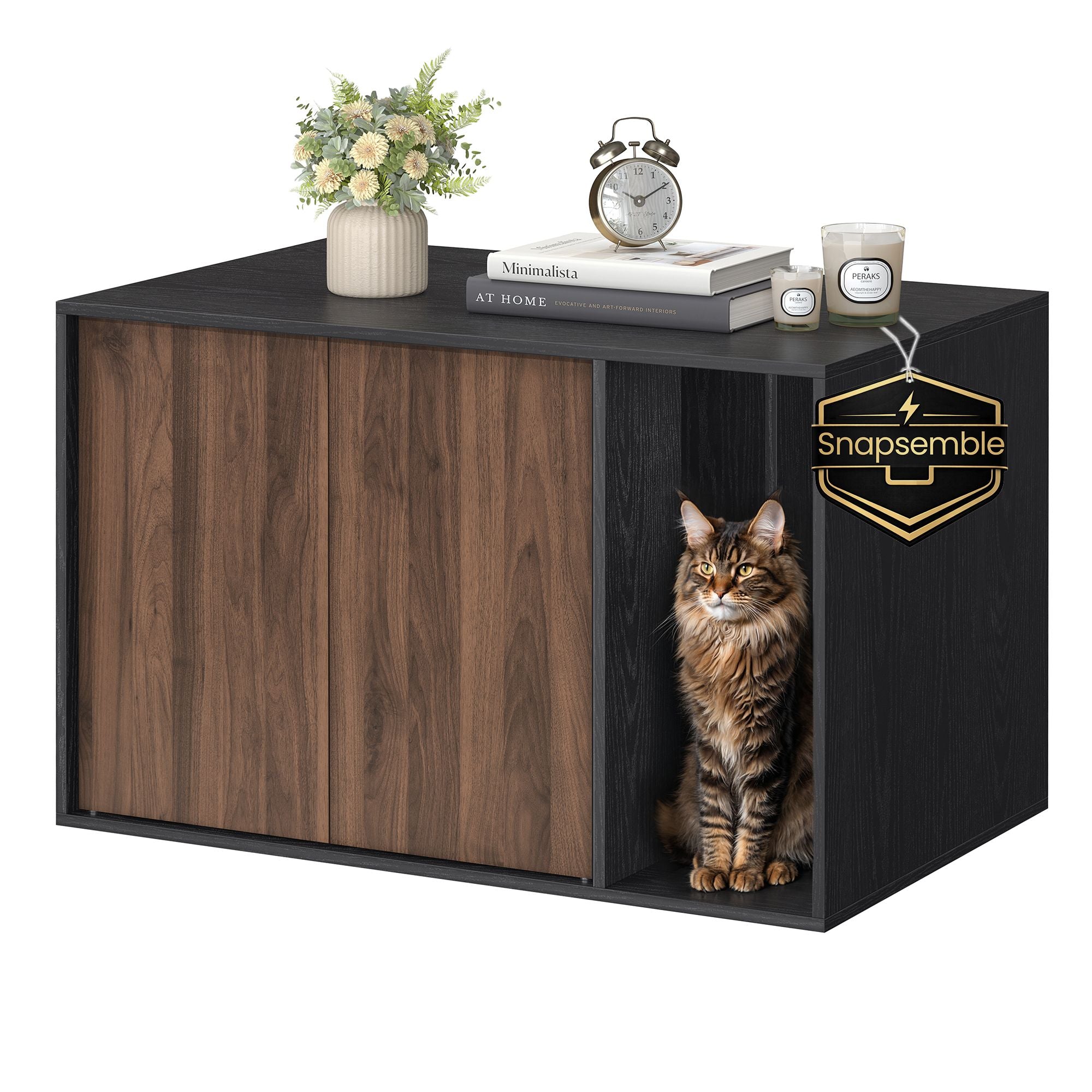 Kattenbakmeubel Met Push-To-Open Deuren - Voor Grote Katten - Modern Design