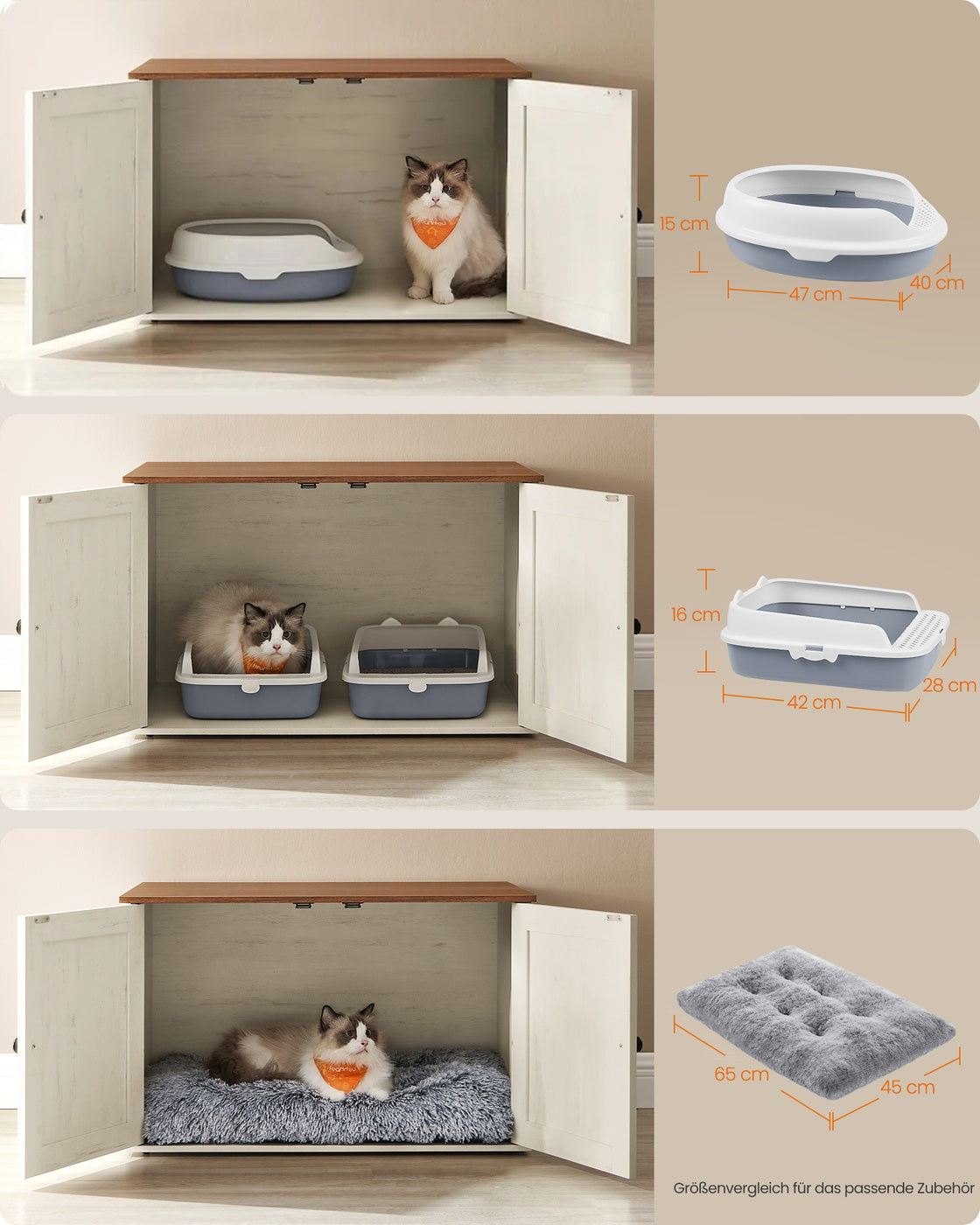 Kattenbakmeubel Met Schuurdeuren - Landelijke Stijl - Belastbaar Bovenblad