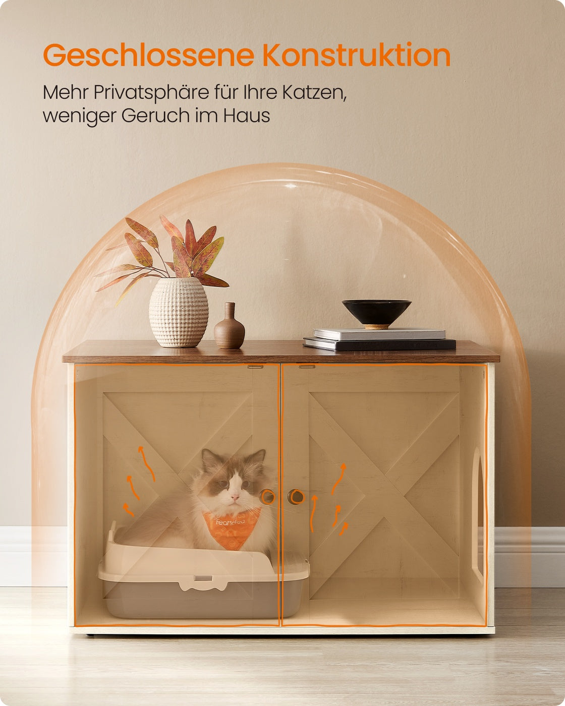 Kattenbakmeubel Met Schuurdeuren - Landelijke Stijl - Belastbaar Bovenblad