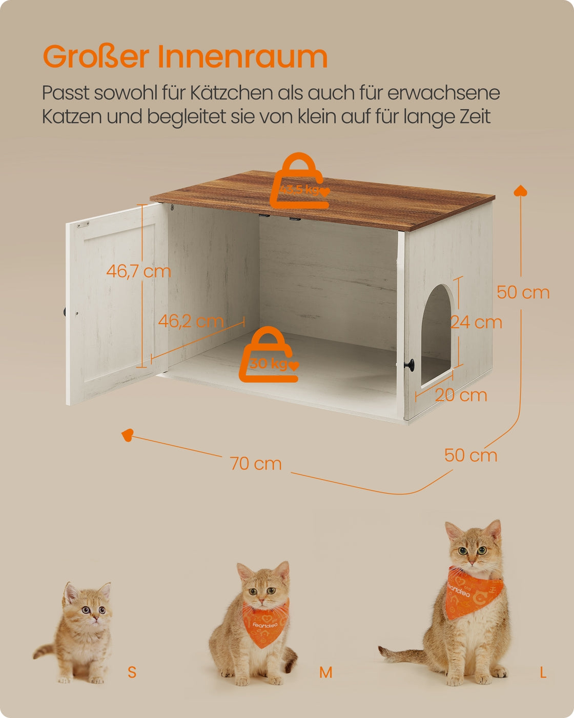 Kattenbakmeubel Met Schuurdeuren - Landelijke Stijl - Belastbaar Bovenblad