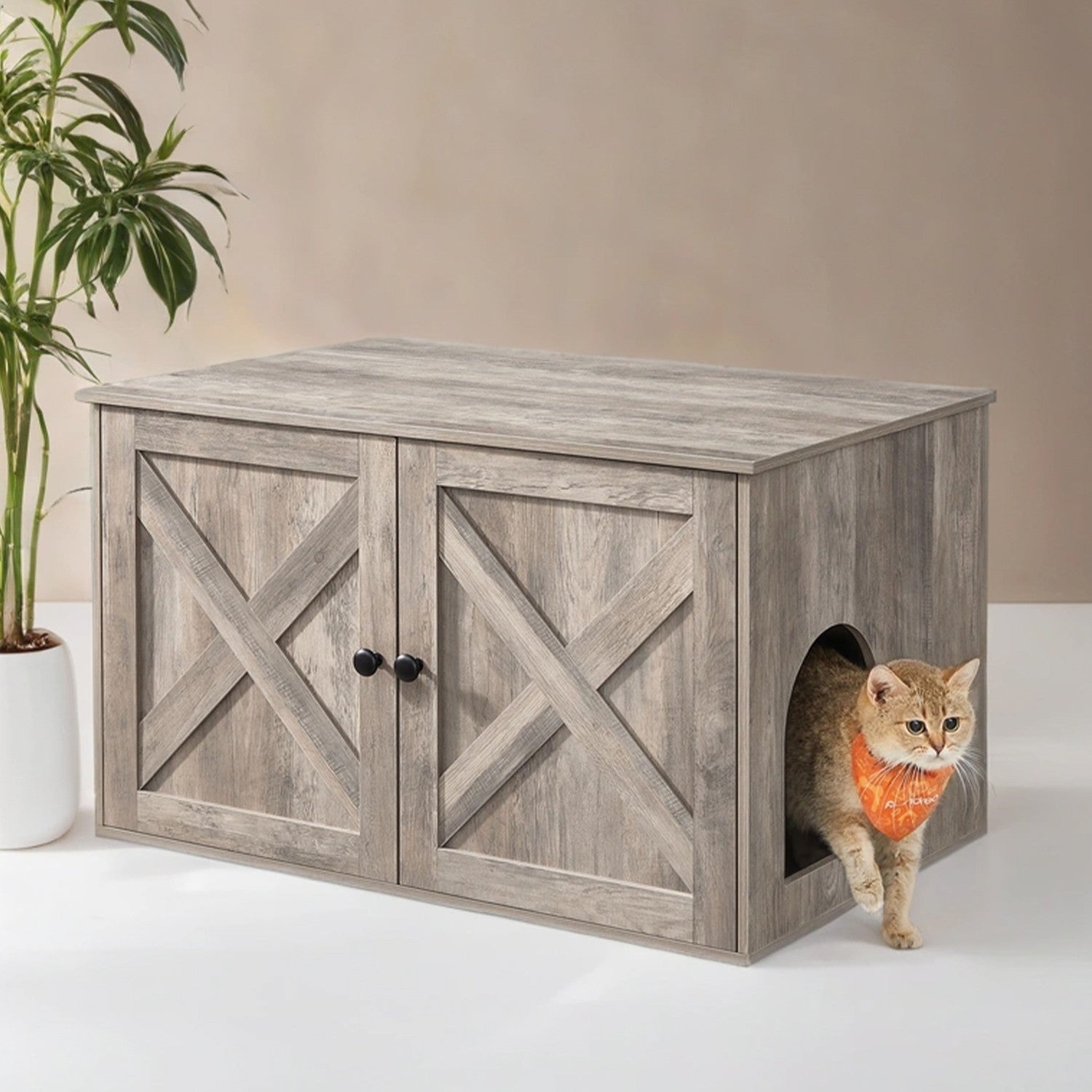 Kattenbakmeubel Met Uitneembare Tussenwand - Ook Als Sidetable - Ruim Binnenwerk
