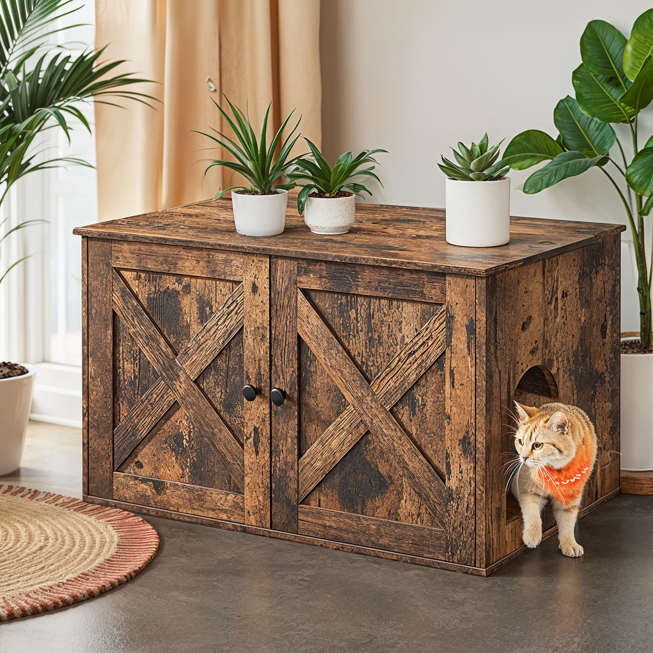 Kattenbakmeubel Met Uitneembare Tussenwand - Ook Als Sidetable - Ruim Binnenwerk