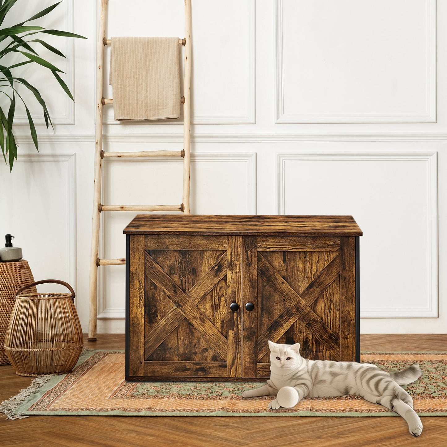 Kattenbakmeubel Met Uitneembare Tussenwand - Ook Als Sidetable - Ruim Binnenwerk