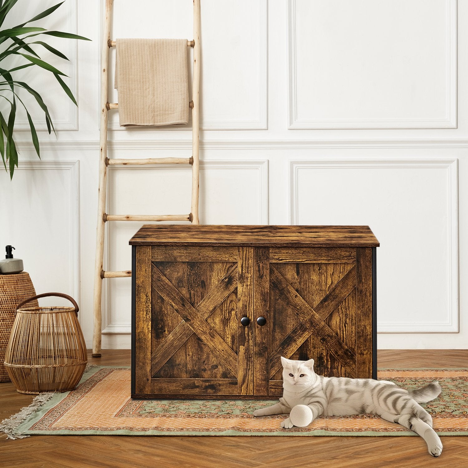 Kattenbakmeubel Met Uitneembare Tussenwand - Ook Als Sidetable - Ruim Binnenwerk