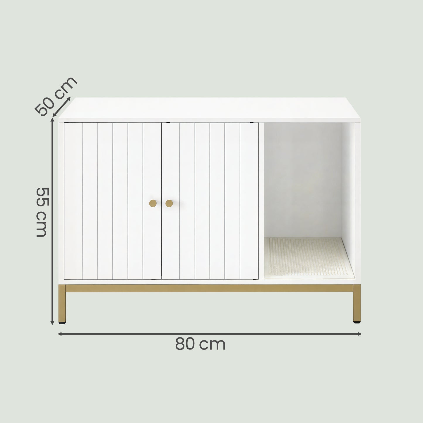 Kattenbakmeubel Met Gouden Accenten - Stalen Frame - Multifunctionele Kast