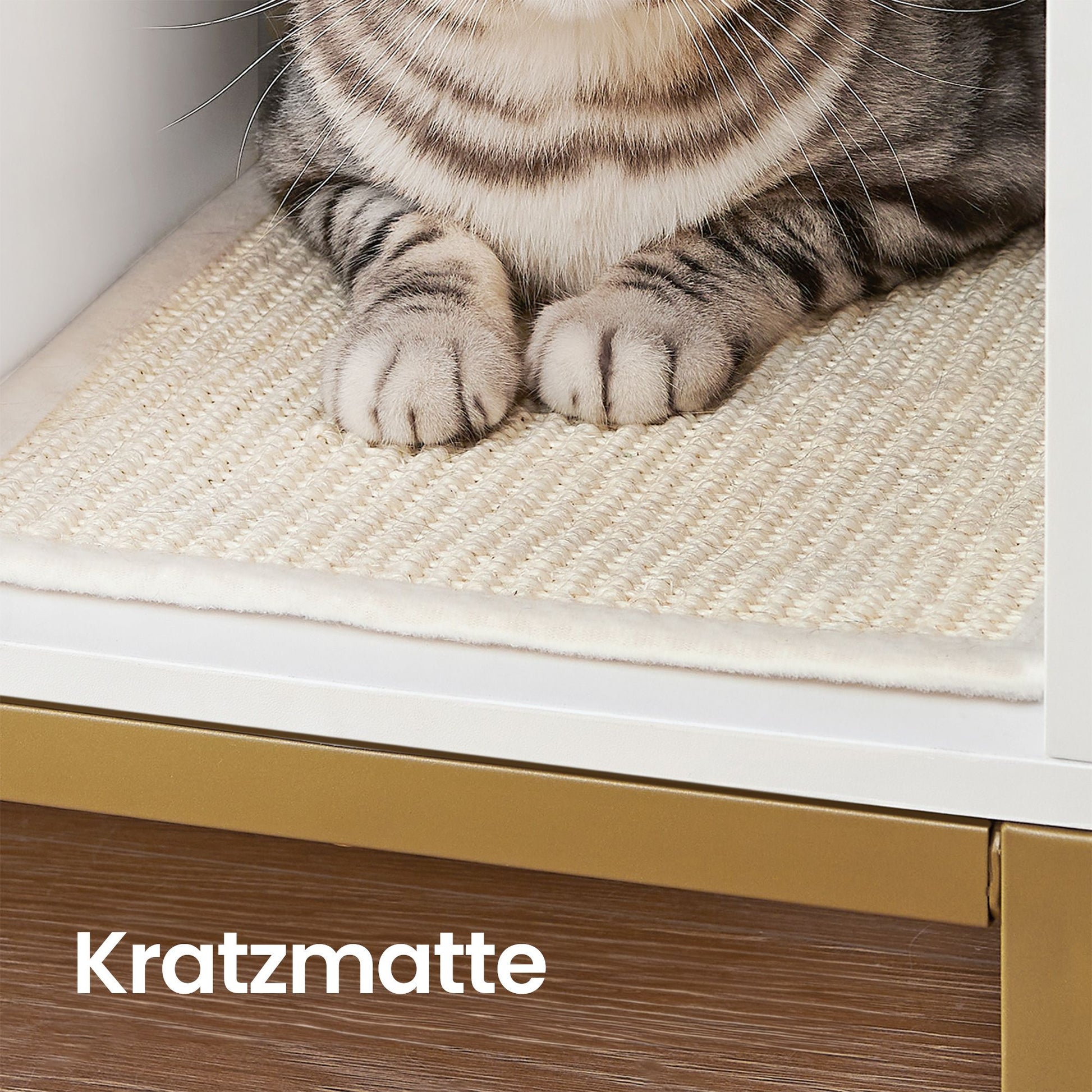Kattenbakmeubel Met Gouden Accenten - Stalen Frame - Multifunctionele Kast