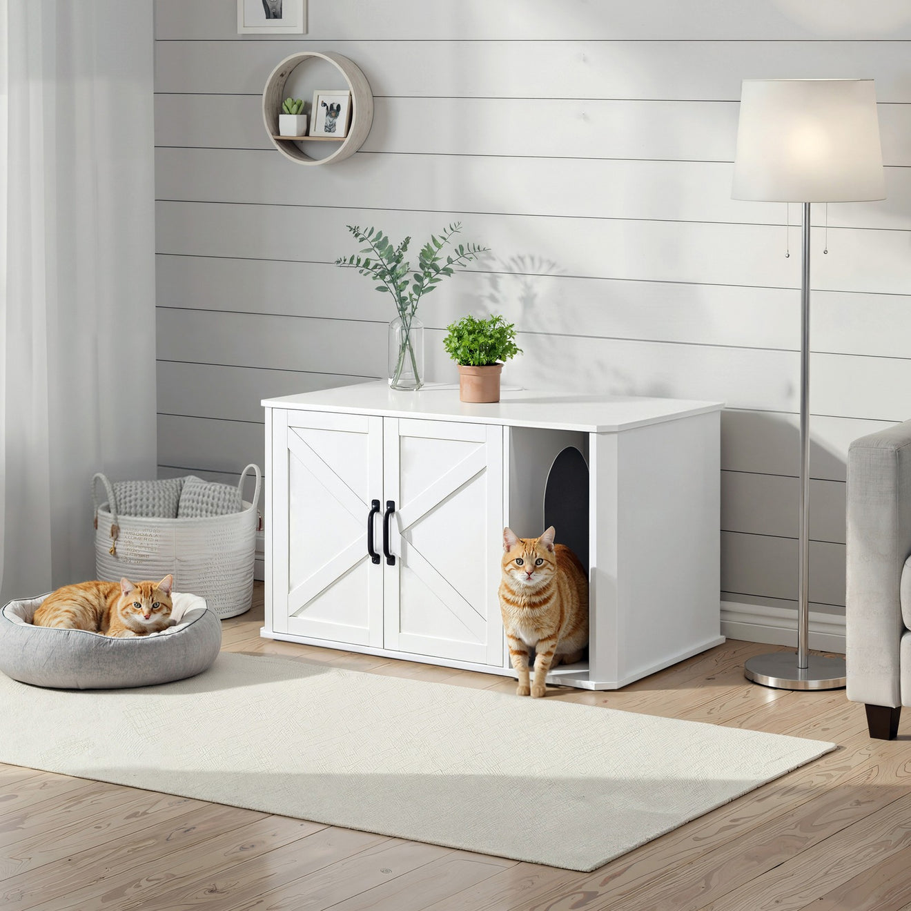 Kattenbakmeubel Met Vooringang - Strak Wit Design - Extra Belastbaar Bovenblad