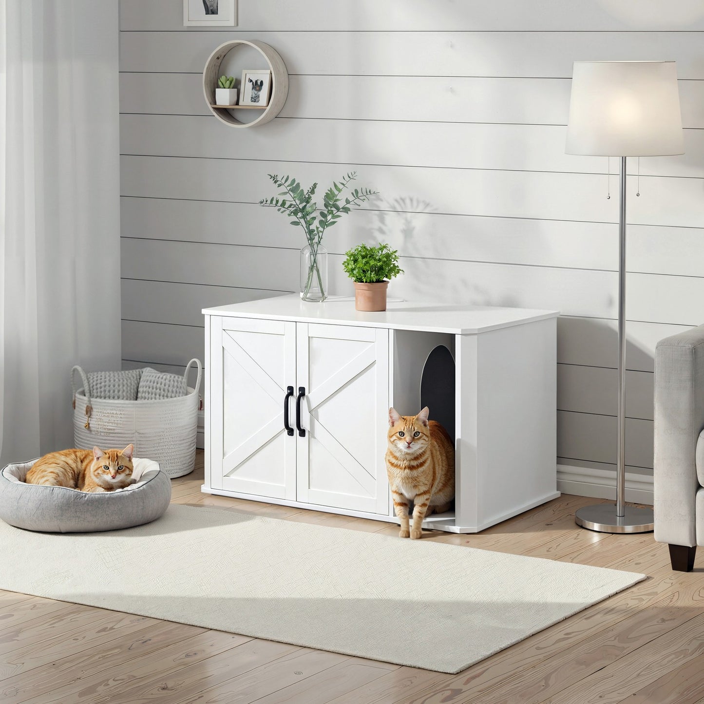 Kattenbakmeubel Met Vooringang - Strak Wit Design - Extra Belastbaar Bovenblad