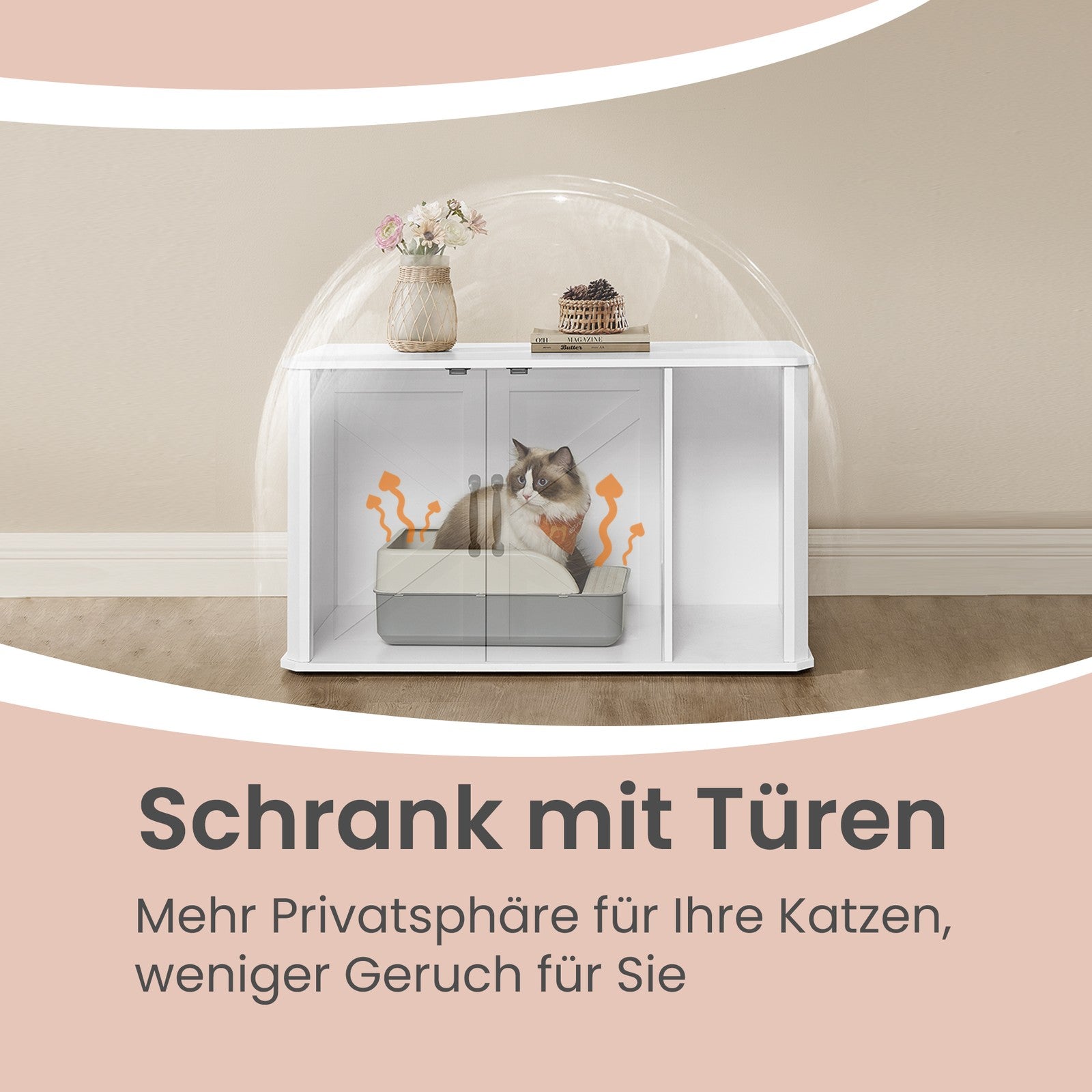 Kattenbakmeubel Met Vooringang - Strak Wit Design - Extra Belastbaar Bovenblad