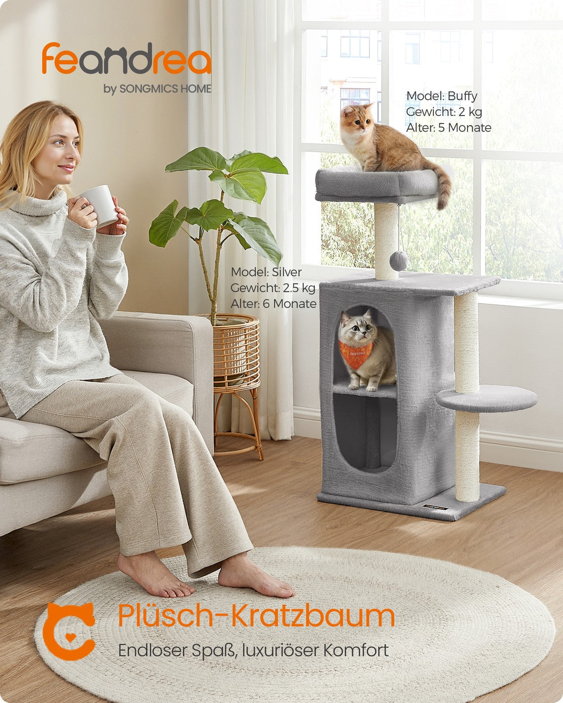 Compacte Krabpaal Met 2 Kattenholen - Uitkijkplatform - Voor Kittens En Kleine Ruimtes