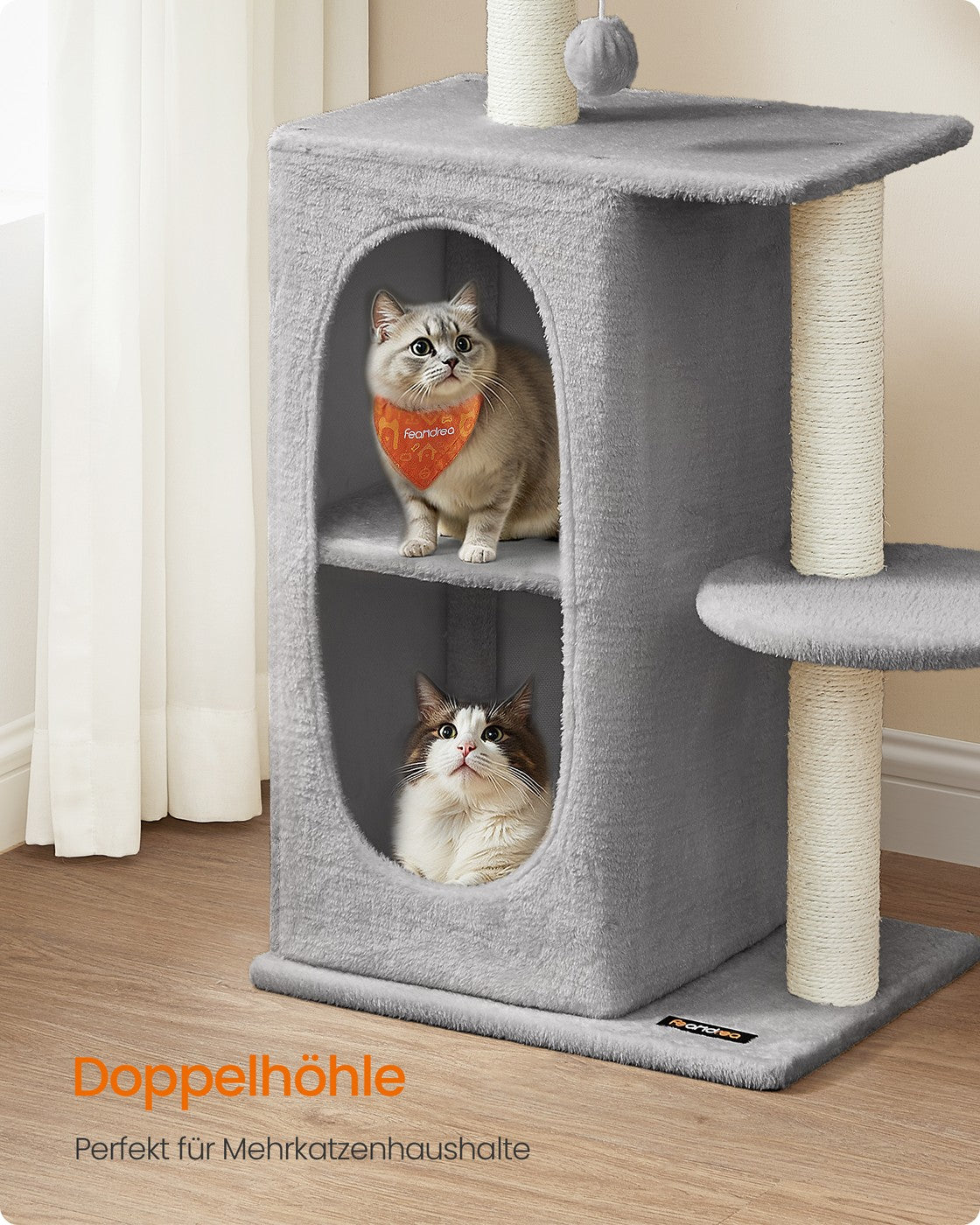 Compacte Krabpaal Met 2 Kattenholen - Uitkijkplatform - Voor Kittens En Kleine Ruimtes