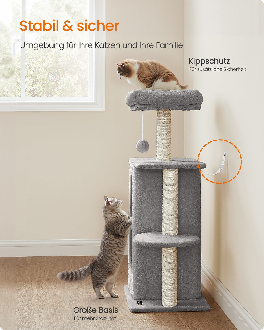Compacte Krabpaal Met 2 Kattenholen - Uitkijkplatform - Voor Kittens En Kleine Ruimtes