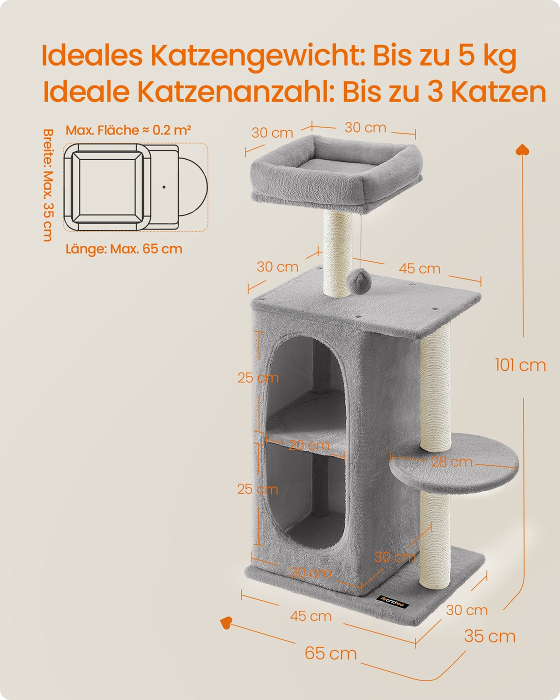 Compacte Krabpaal Met 2 Kattenholen - Uitkijkplatform - Voor Kittens En Kleine Ruimtes