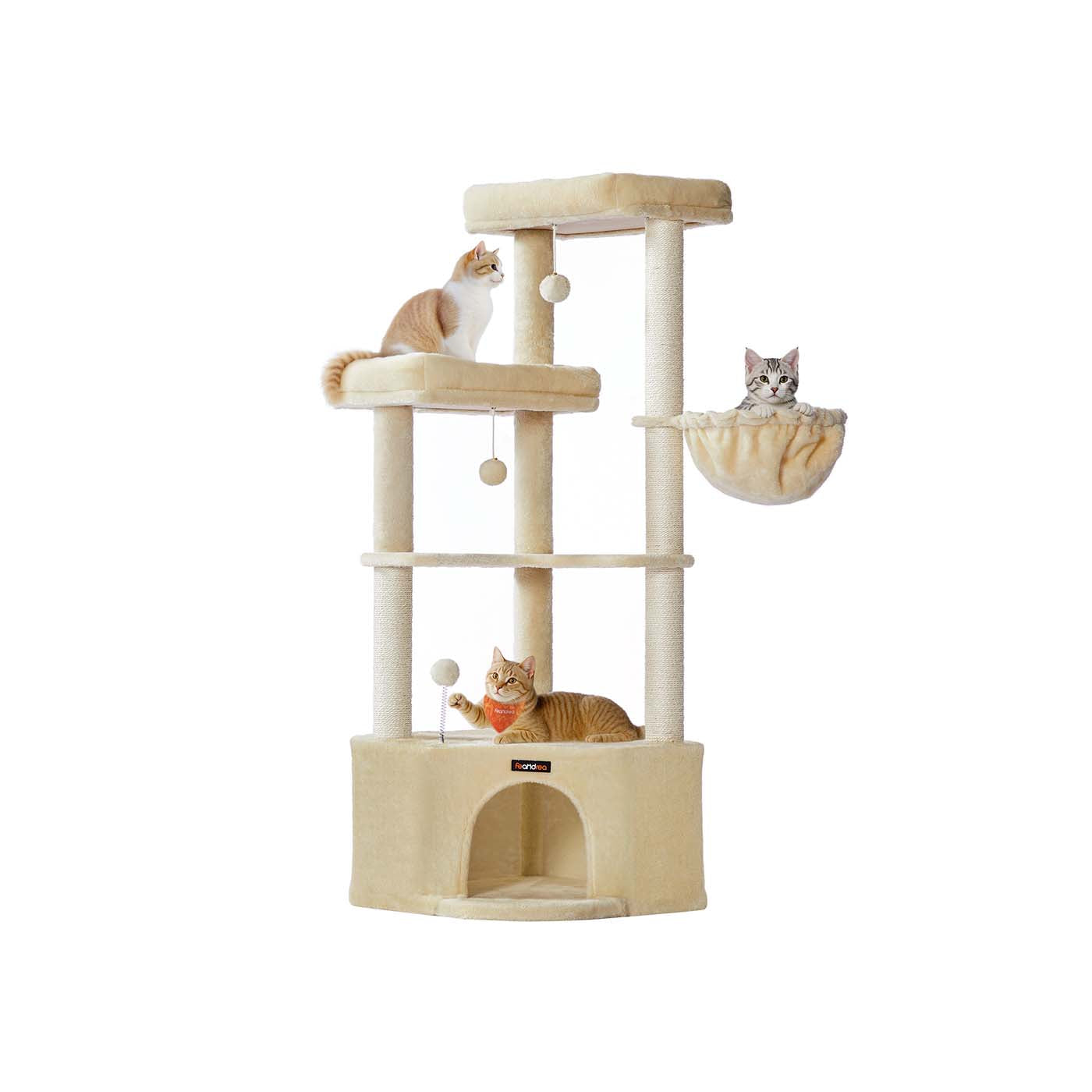 Krabpaal met groot kattenhol - Beige