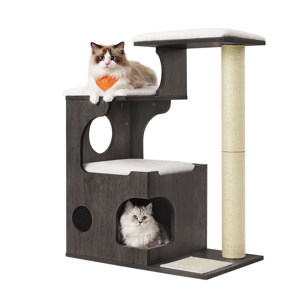 Compacte Krabpaal Met 3 Ligvlakken - Ruim Kattenhol - Volledig Sisal Klimstammen