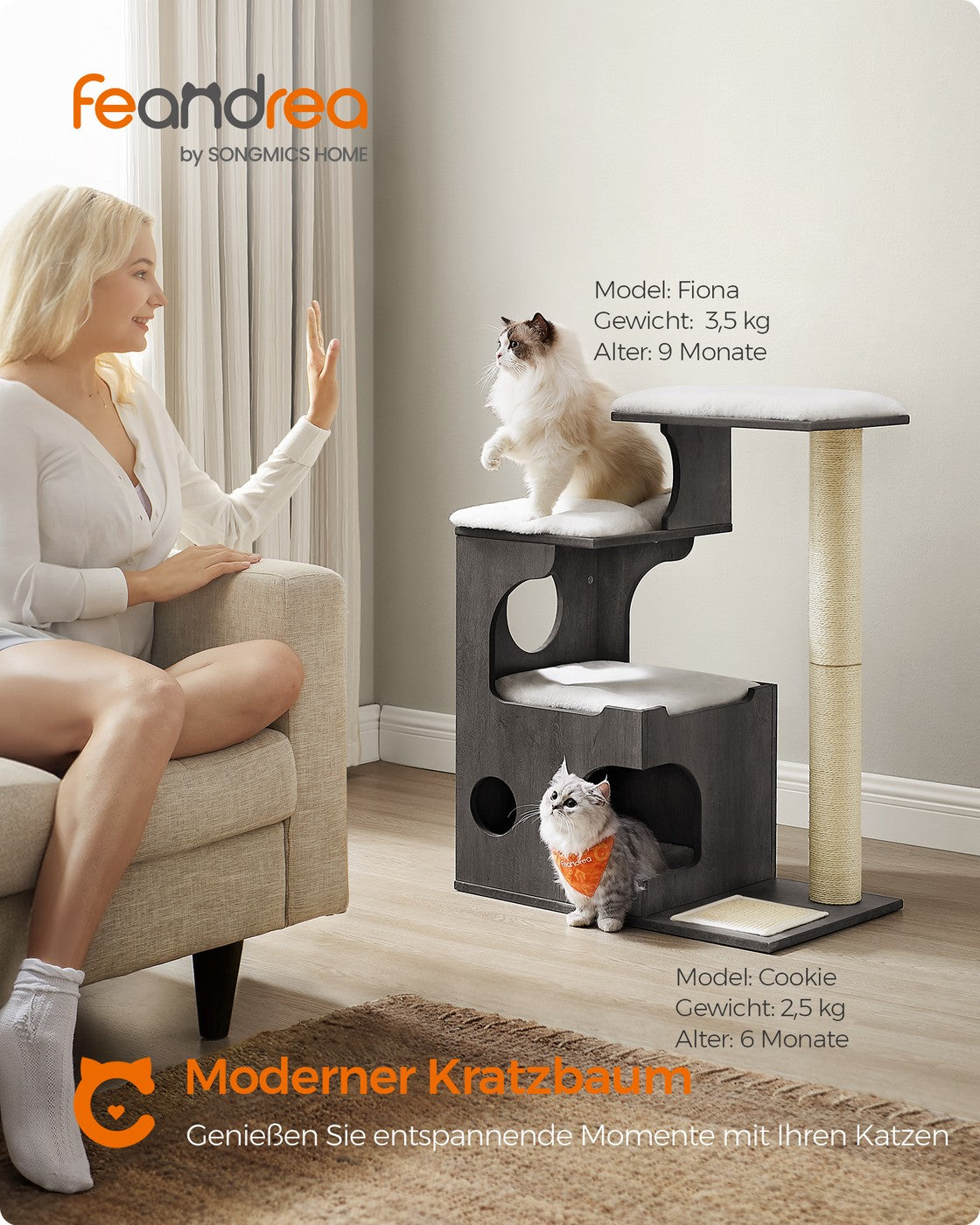 Compacte Krabpaal Met 3 Ligvlakken - Ruim Kattenhol - Volledig Sisal Klimstammen
