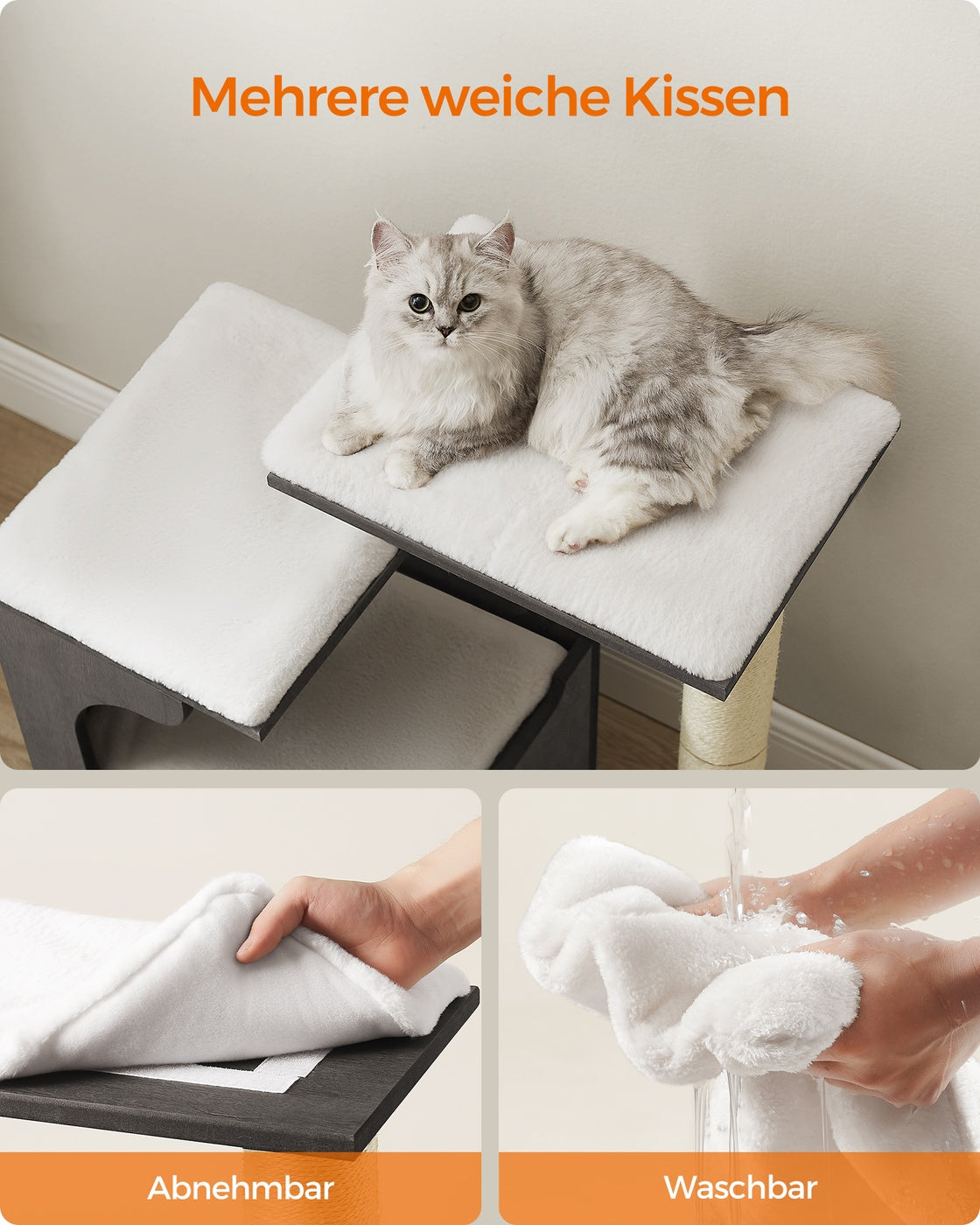 Compacte Krabpaal Met 3 Ligvlakken - Ruim Kattenhol - Volledig Sisal Klimstammen