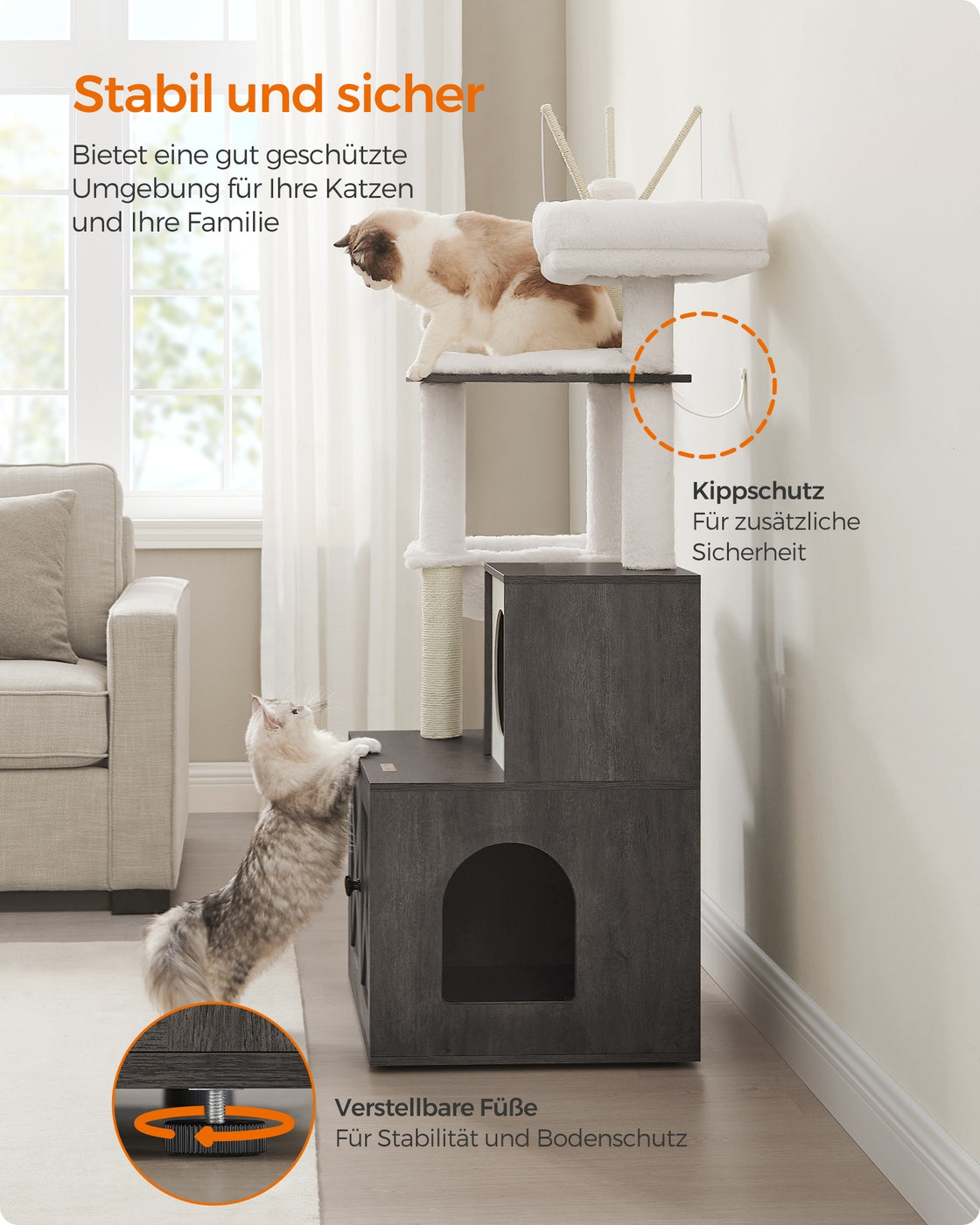 Compacte Krabpaal Met Kattenbakmeubel - 2-In-1 Kattenmeubel - Natuursisal