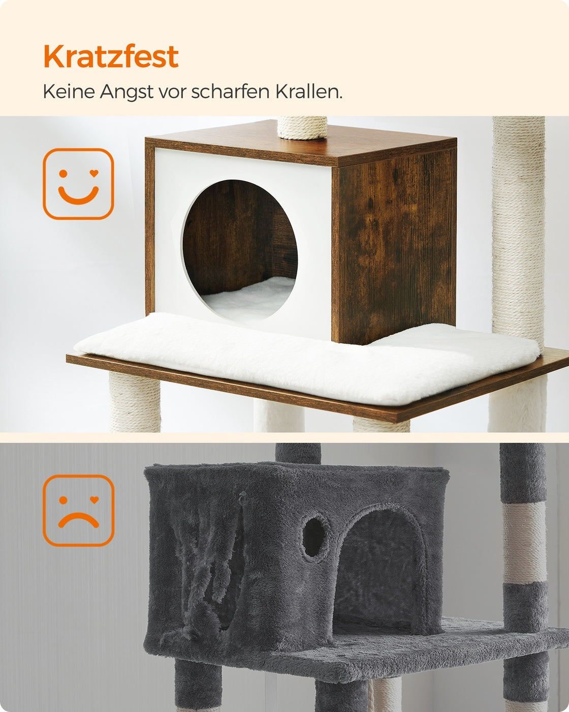 Moderne Krabpaal Met Knuffelhol En Hangmat - Wasbare Kussens - Onderhoudsvriendelijk