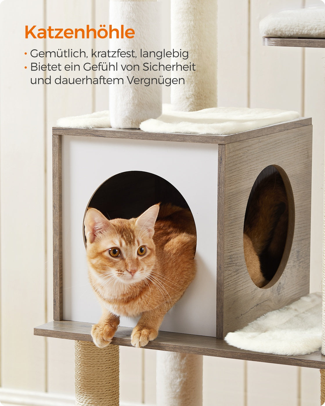 Hoge Kattenboom Met Krabzuilen - Gefineerd Oppervlak - Afneembare Wasbare Kussens