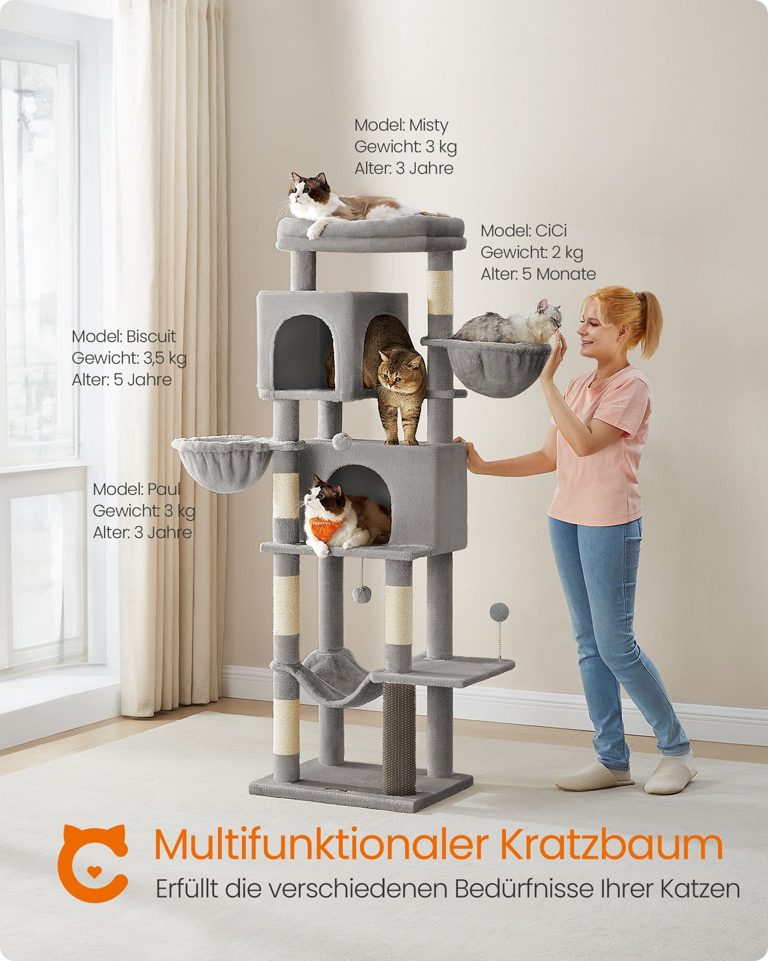 XL Krabpaal Meerverdiepings - Sisal Op Elke Etage - Luxe Dik Pluche