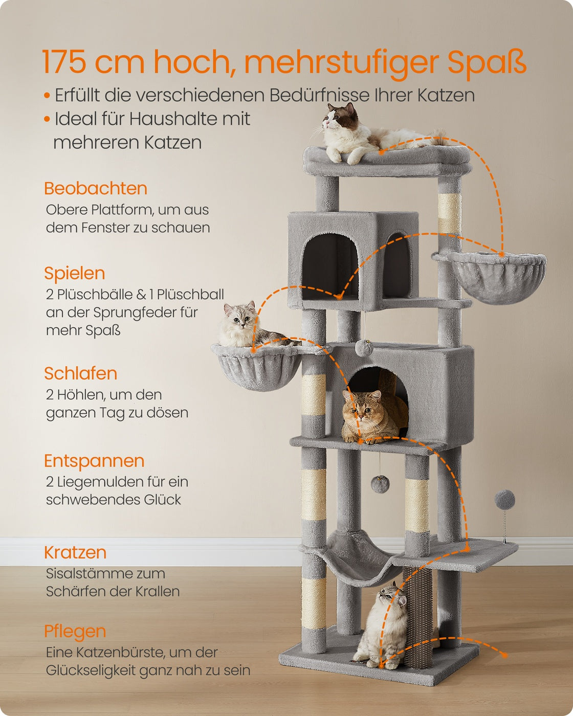 XL Krabpaal Meerverdiepings - Sisal Op Elke Etage - Luxe Dik Pluche
